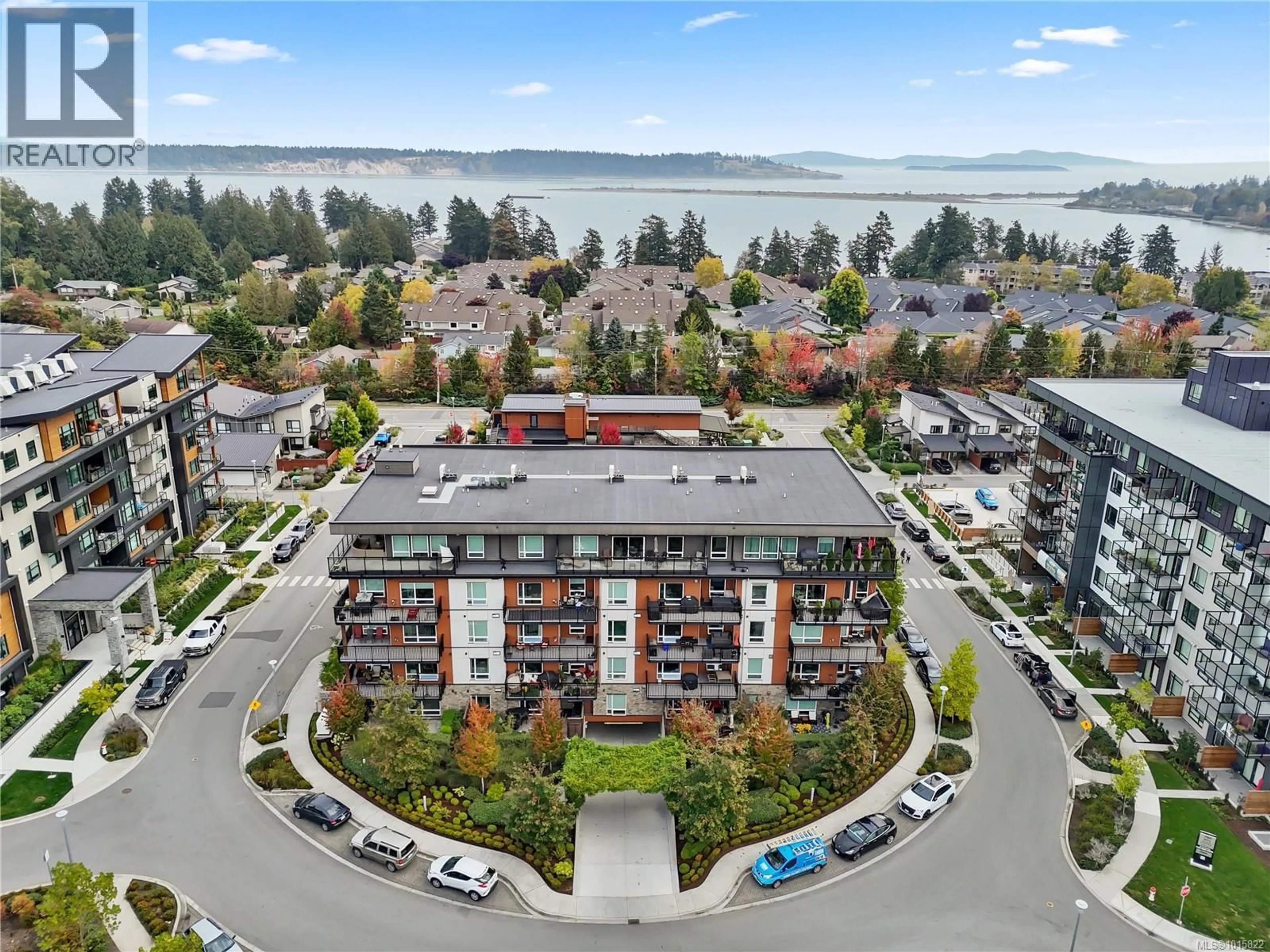A pic from outside/outdoor area/front of a property/back of a property/a pic from drone, water/lake/river/ocean view for 303 - 2500 HACKETT CRESCENT, Central Saanich British Columbia V8M0C1