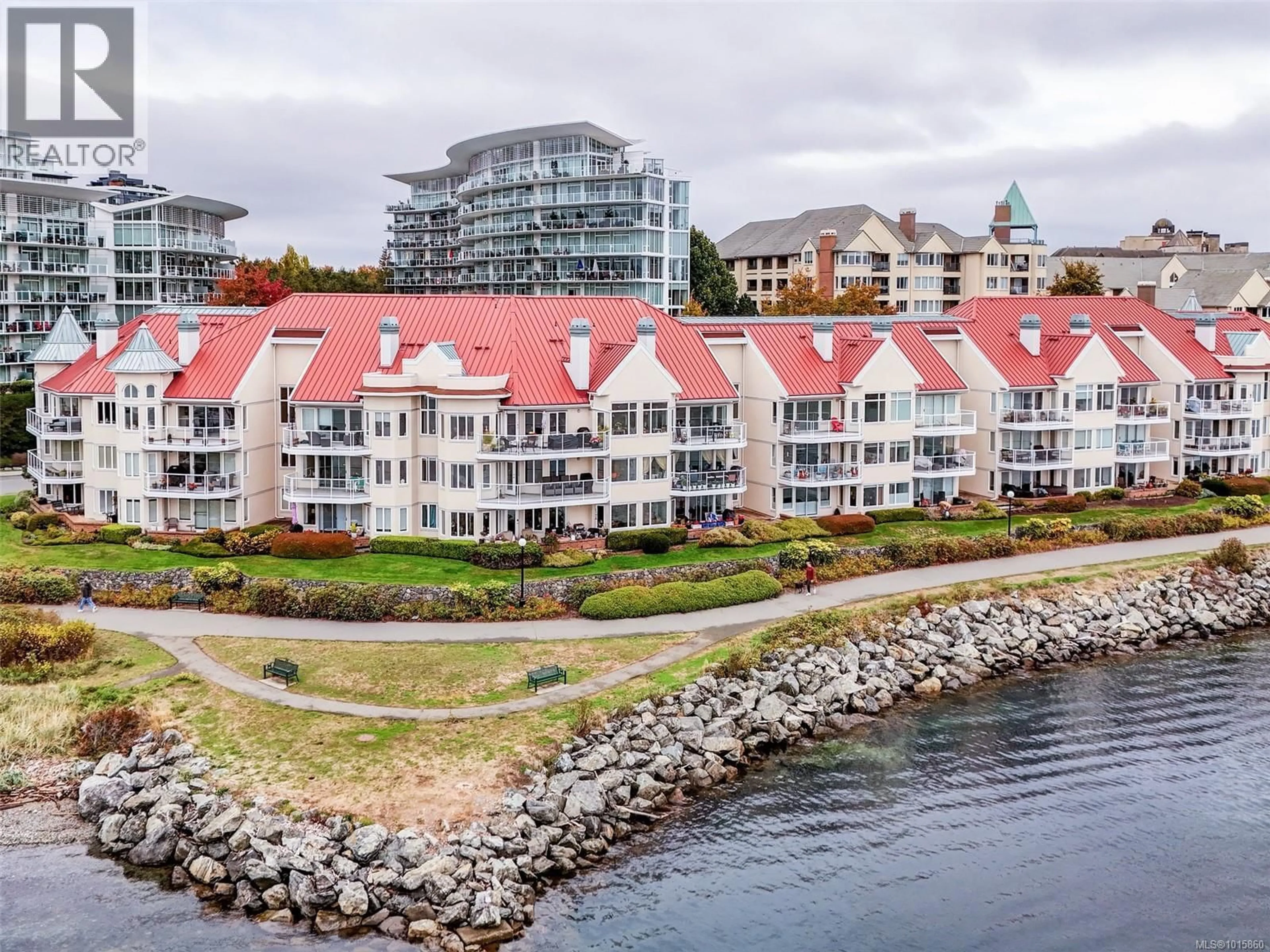 A pic from outside/outdoor area/front of a property/back of a property/a pic from drone, water/lake/river/ocean view for 209 - 55 SONGHEES ROAD, Victoria British Columbia V9A6T3