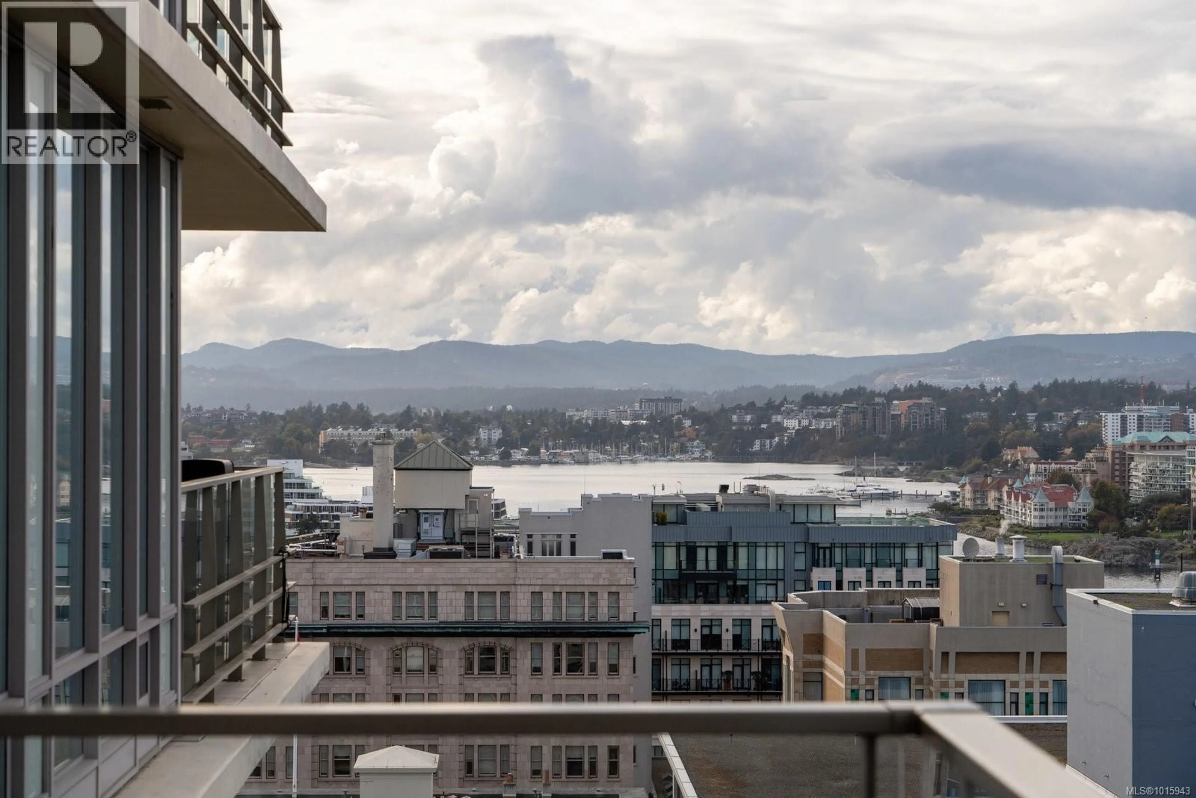 Balcony in the apartment, city buildings view from balcony for 1503 - 707 COURTNEY STREET, Victoria British Columbia V9W0A9