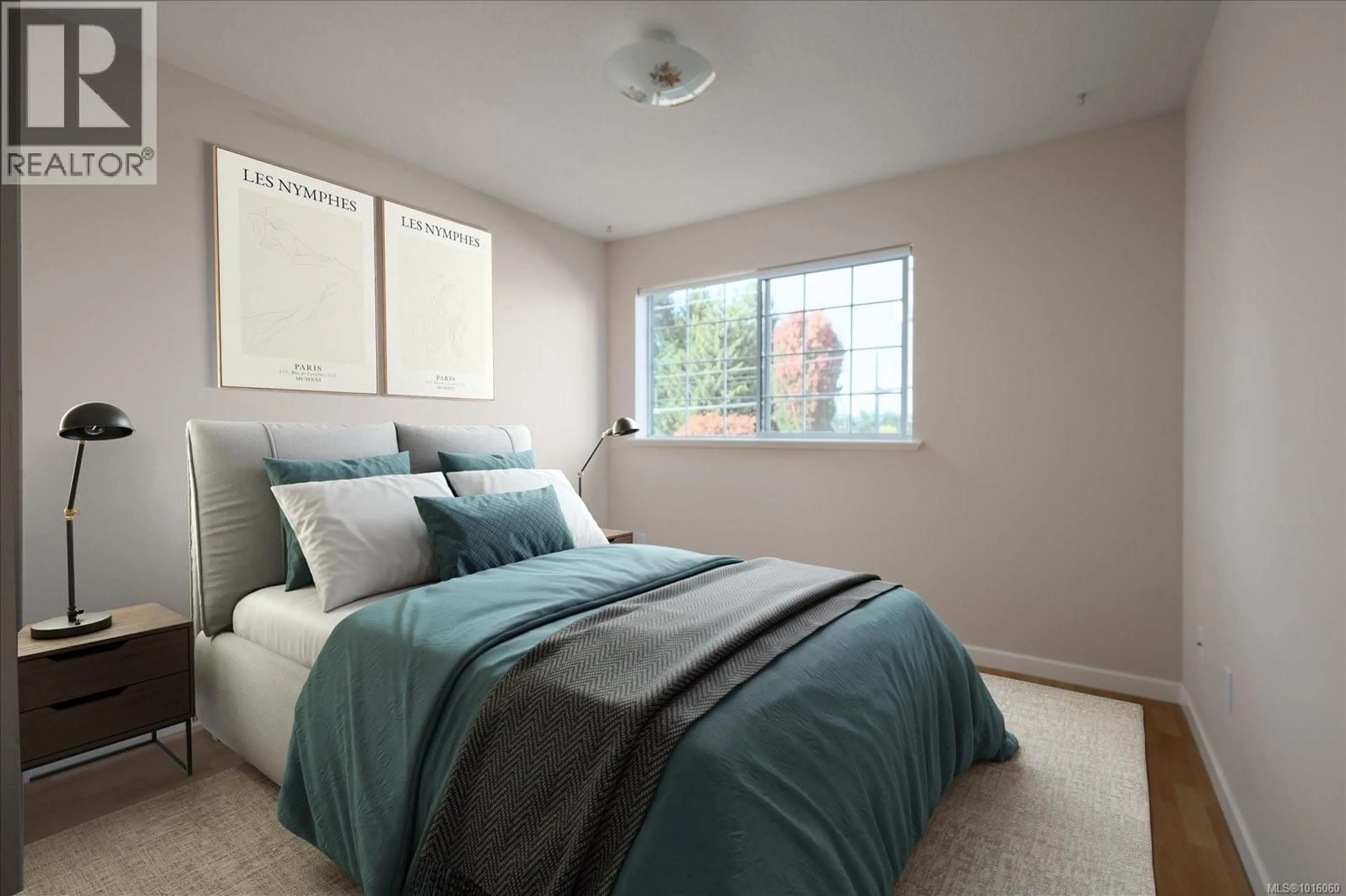 Bedroom with bed, carpet floor for 204 - 266 HIRST AVENUE WEST, Parksville British Columbia V9P2K9