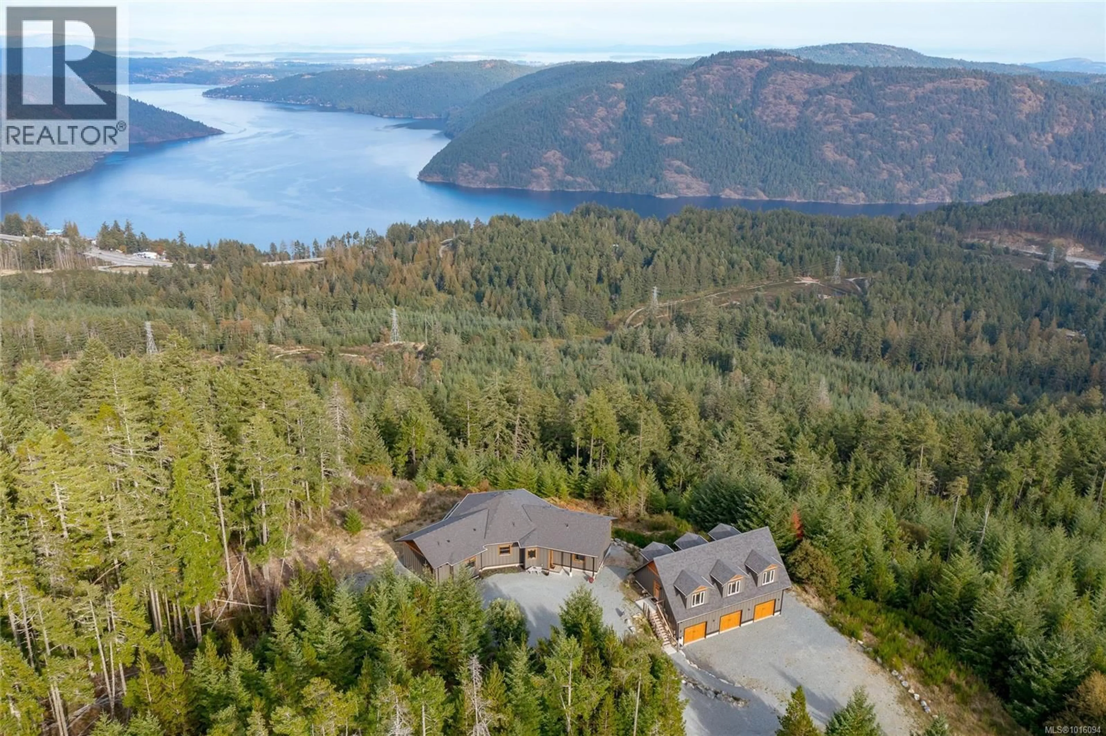 A pic from outside/outdoor area/front of a property/back of a property/a pic from drone, water/lake/river/ocean view for 1490 FINLAYSON VIEW PLACE, Shawnigan Lake British Columbia V0R2W3