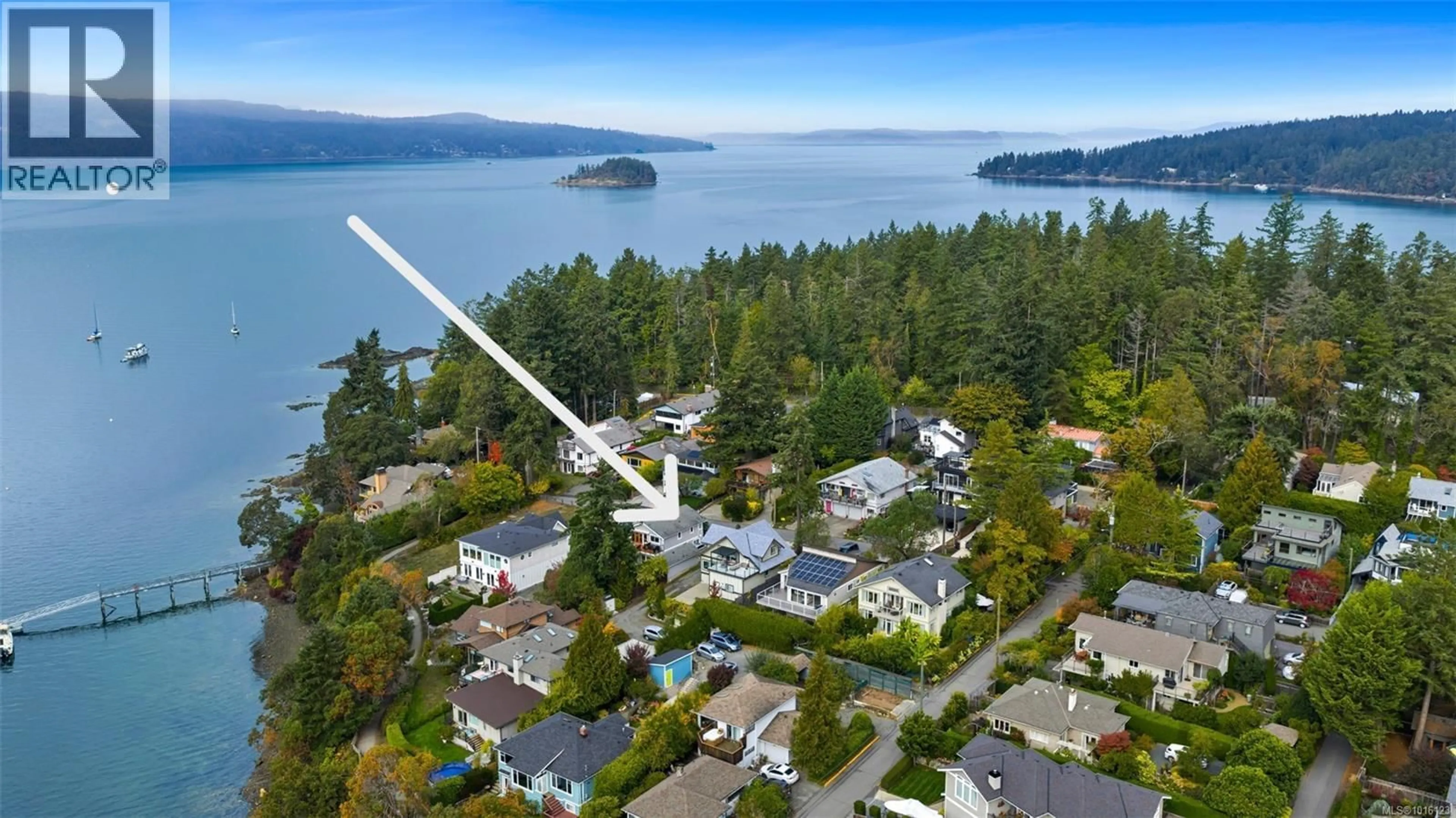 A pic from outside/outdoor area/front of a property/back of a property/a pic from drone, water/lake/river/ocean view for 767 HARDING LANE, Central Saanich British Columbia V8M2G2