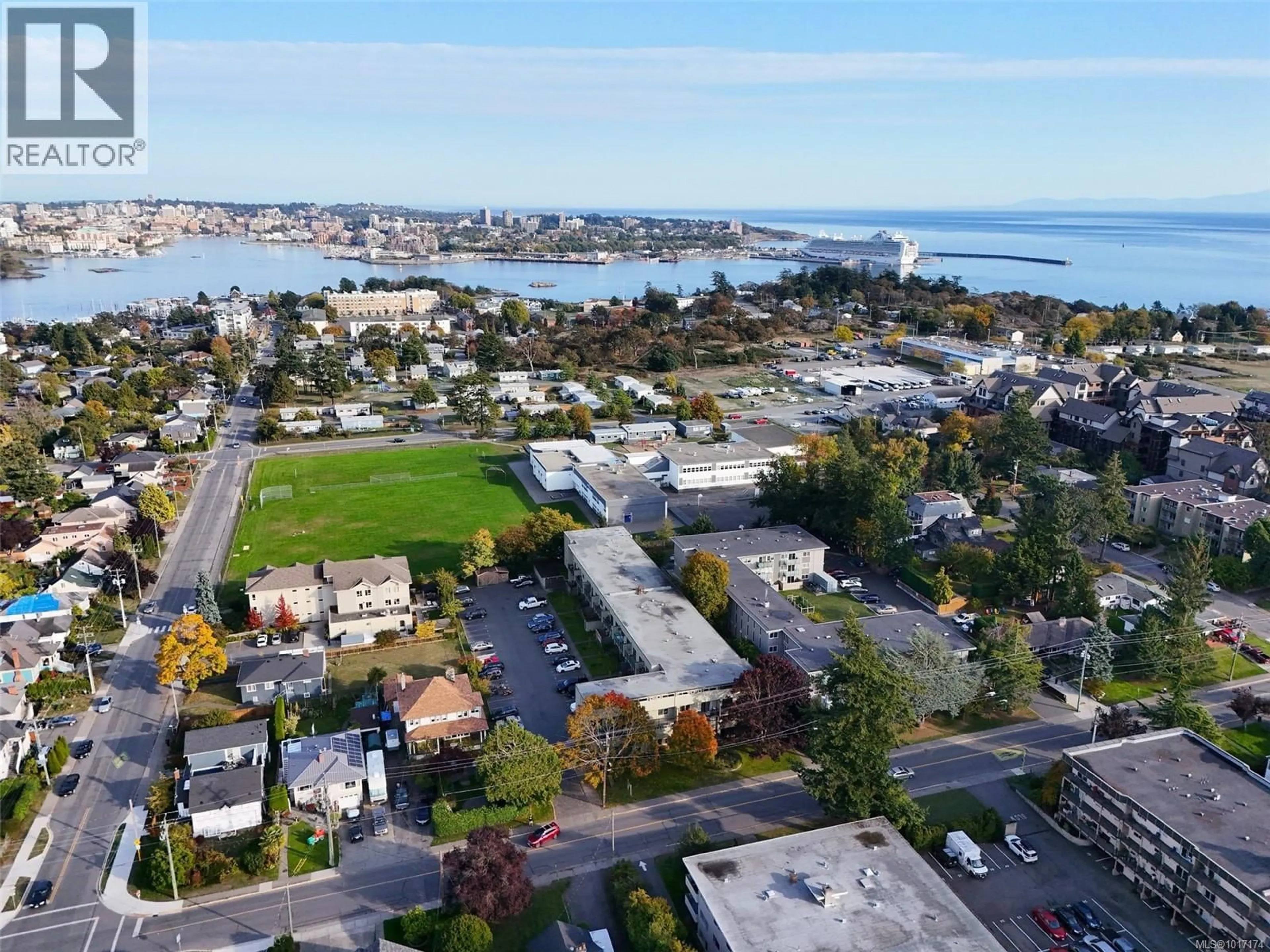 A pic from outside/outdoor area/front of a property/back of a property/a pic from drone, street for 43 - 477 LAMPSON STREET, Esquimalt British Columbia V9A5Z4