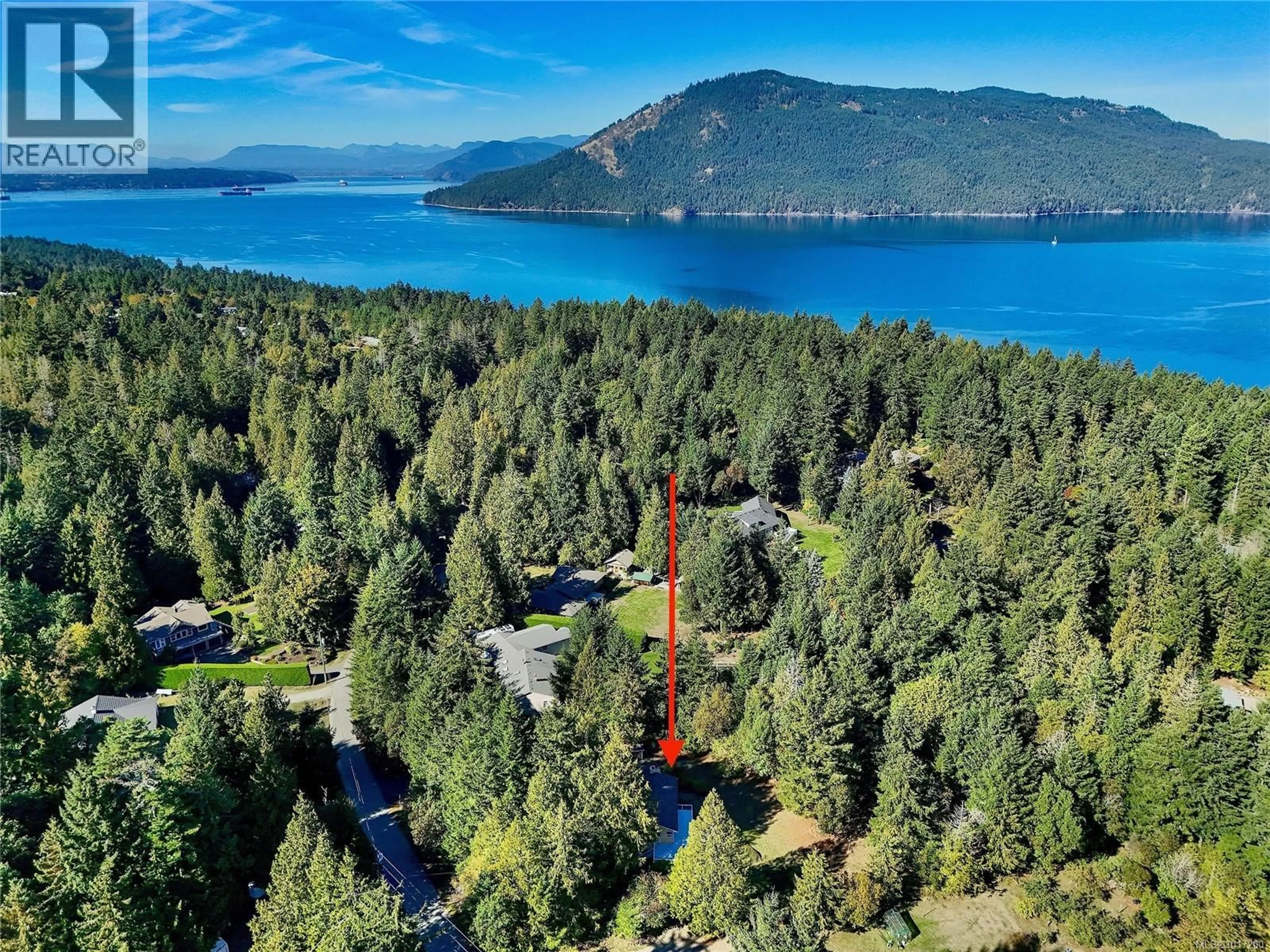 A pic from outside/outdoor area/front of a property/back of a property/a pic from drone, water/lake/river/ocean view for 1470 HONEYSUCKLE PLACE, North Saanich British Columbia V8L5J8
