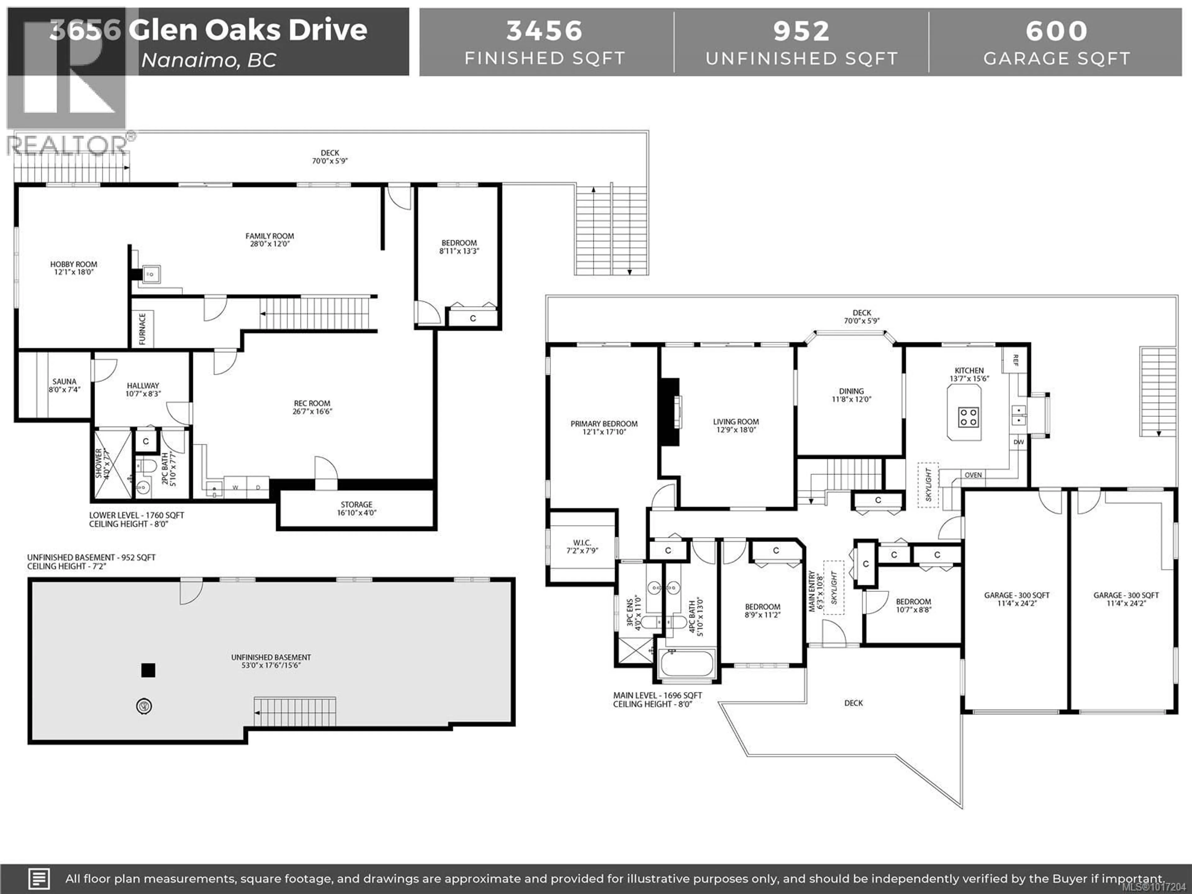 Floor plan for 3656 GLEN OAKS CRESCENT, Nanaimo British Columbia V9T5L3