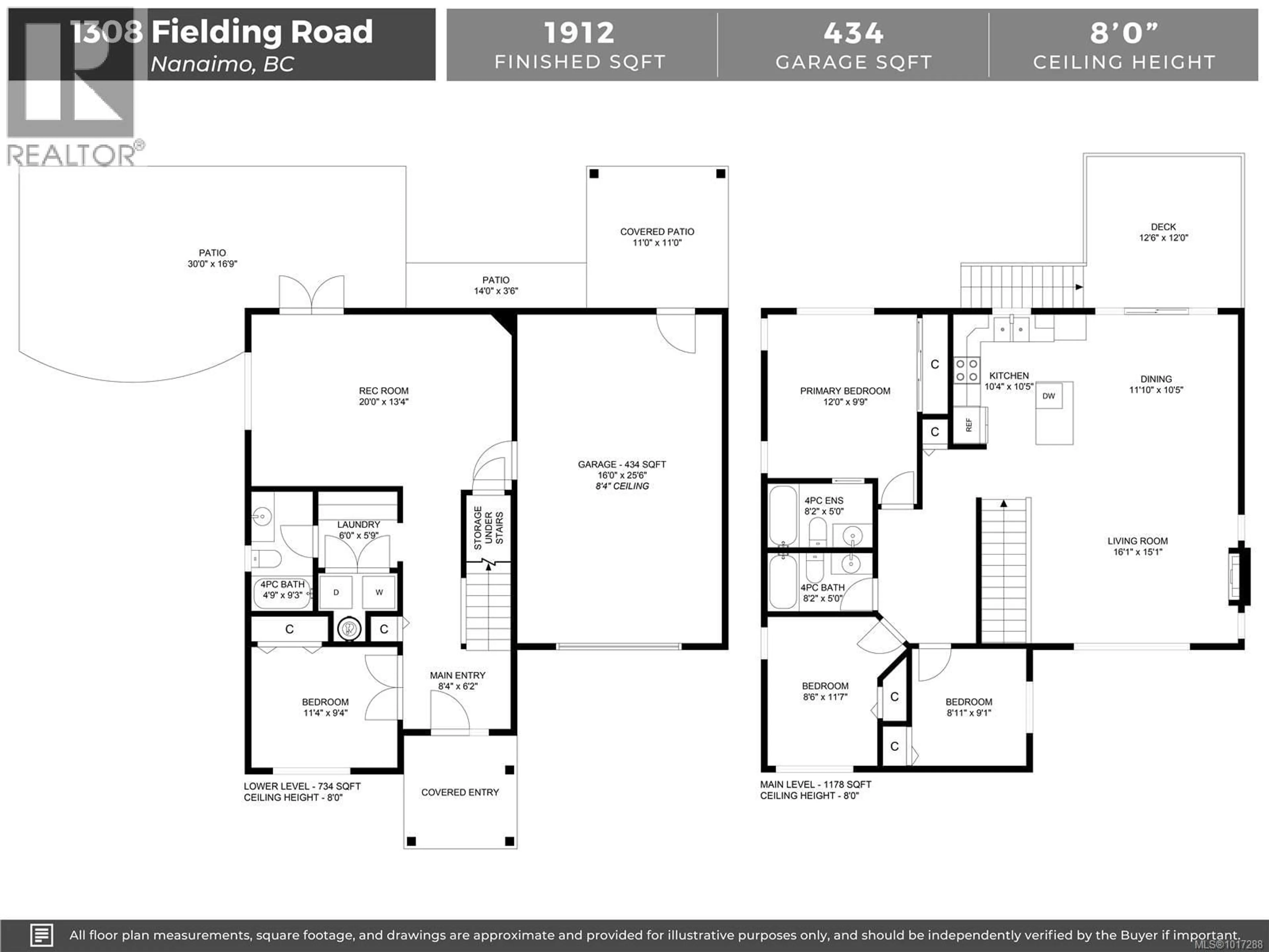 Floor plan for 1308 FIELDING ROAD, Nanaimo British Columbia V9X1K8