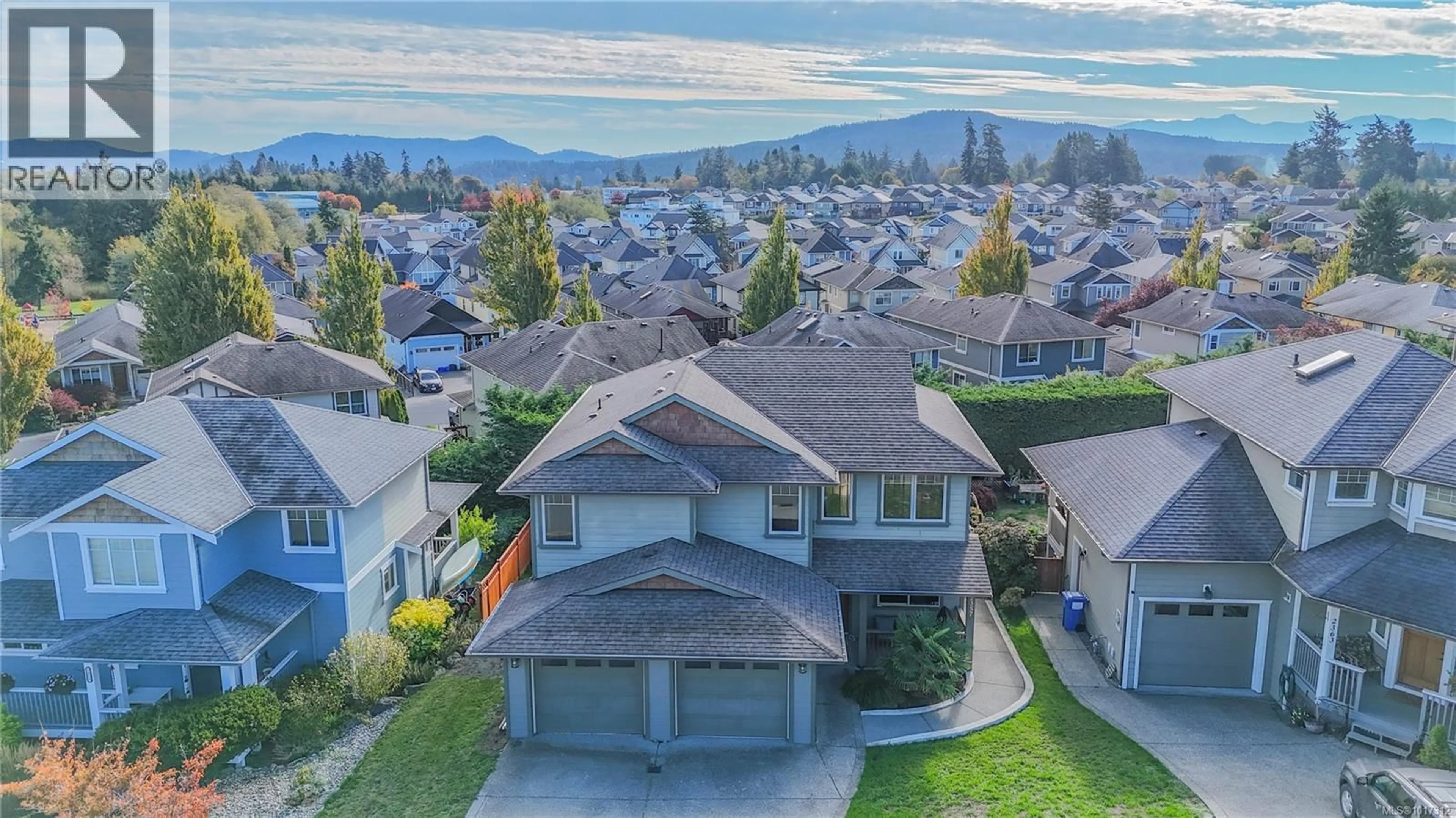 A pic from outside/outdoor area/front of a property/back of a property/a pic from drone, mountain view for 2357 CAFFERY PLACE, Sooke British Columbia V9Z0W4