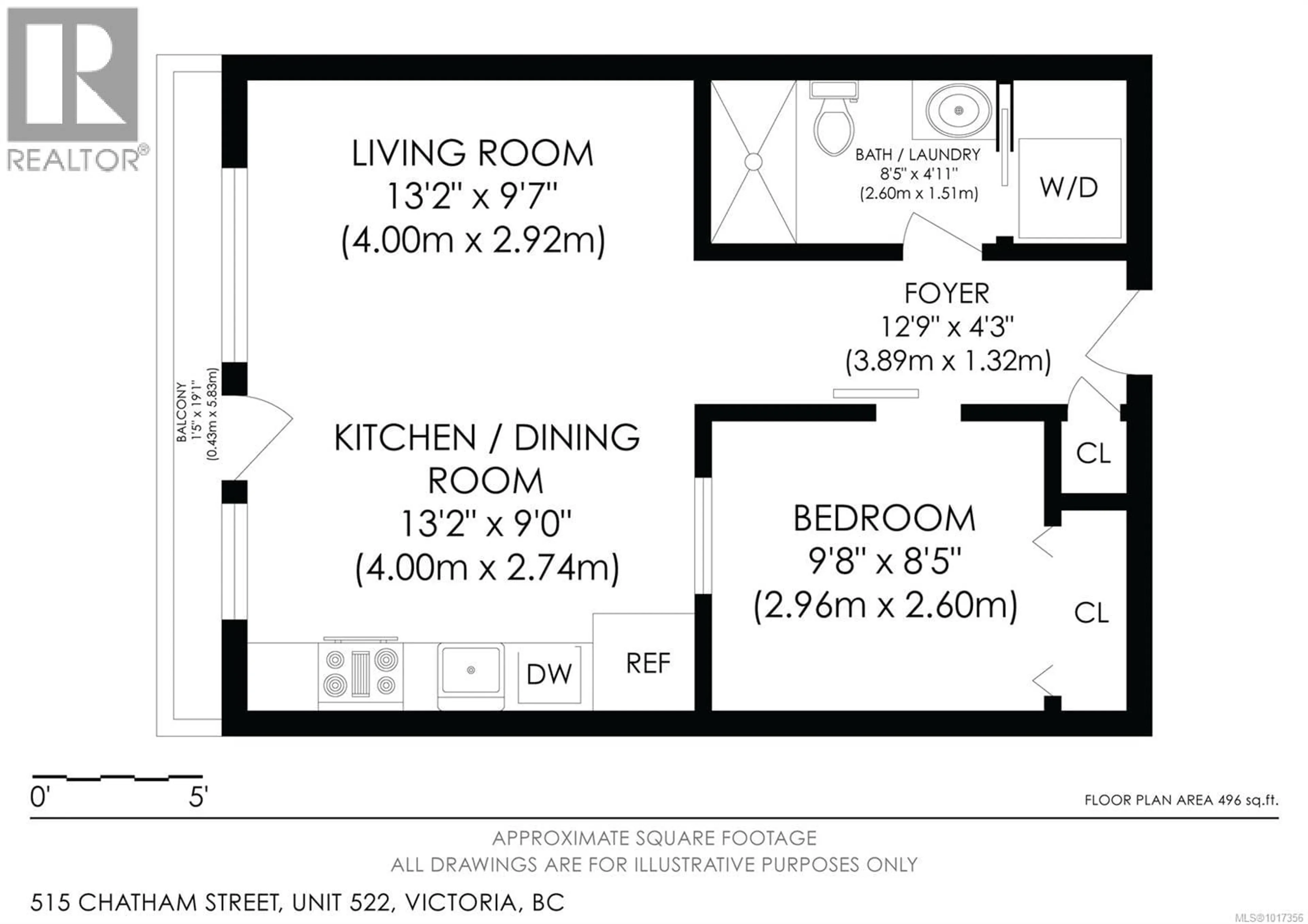 Floor plan for 522 - 515 CHATHAM STREET, Victoria British Columbia V8T0C8