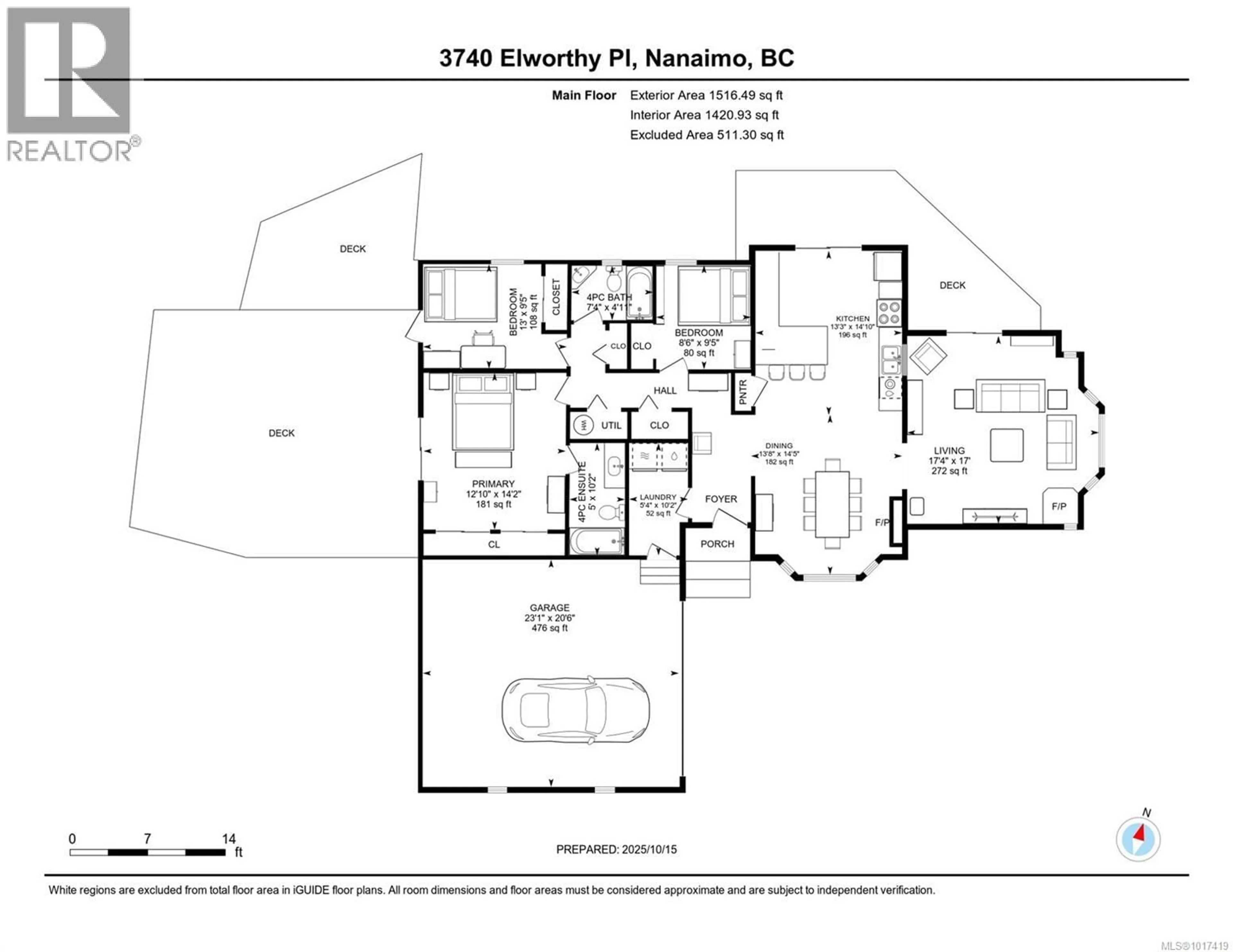 Floor plan for 3740 ELWORTHY PLACE, Nanaimo British Columbia V9T5W3