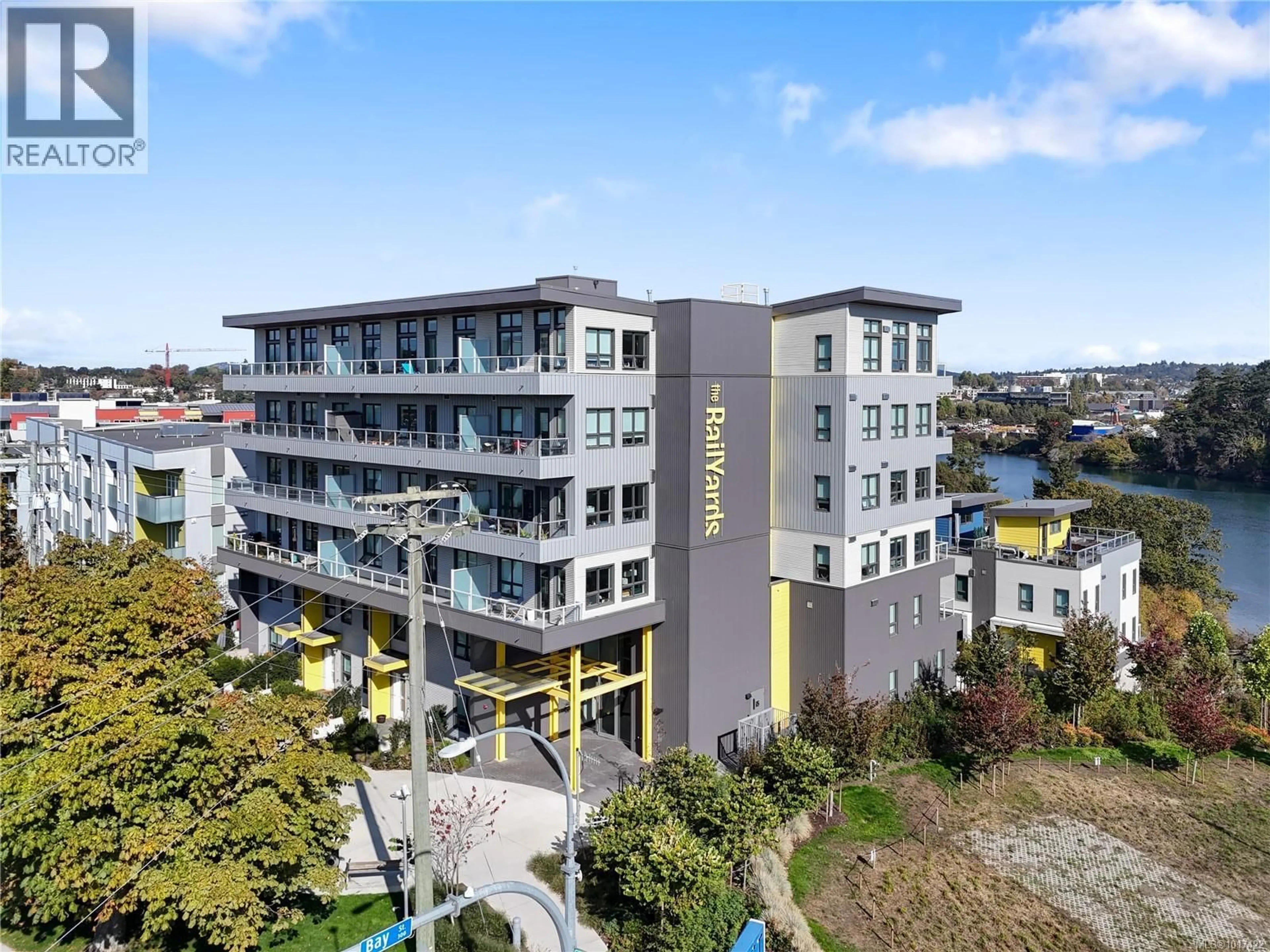 A pic from outside/outdoor area/front of a property/back of a property/a pic from drone, building for 402 - 757 TYEE ROAD, Victoria British Columbia V9A7P7