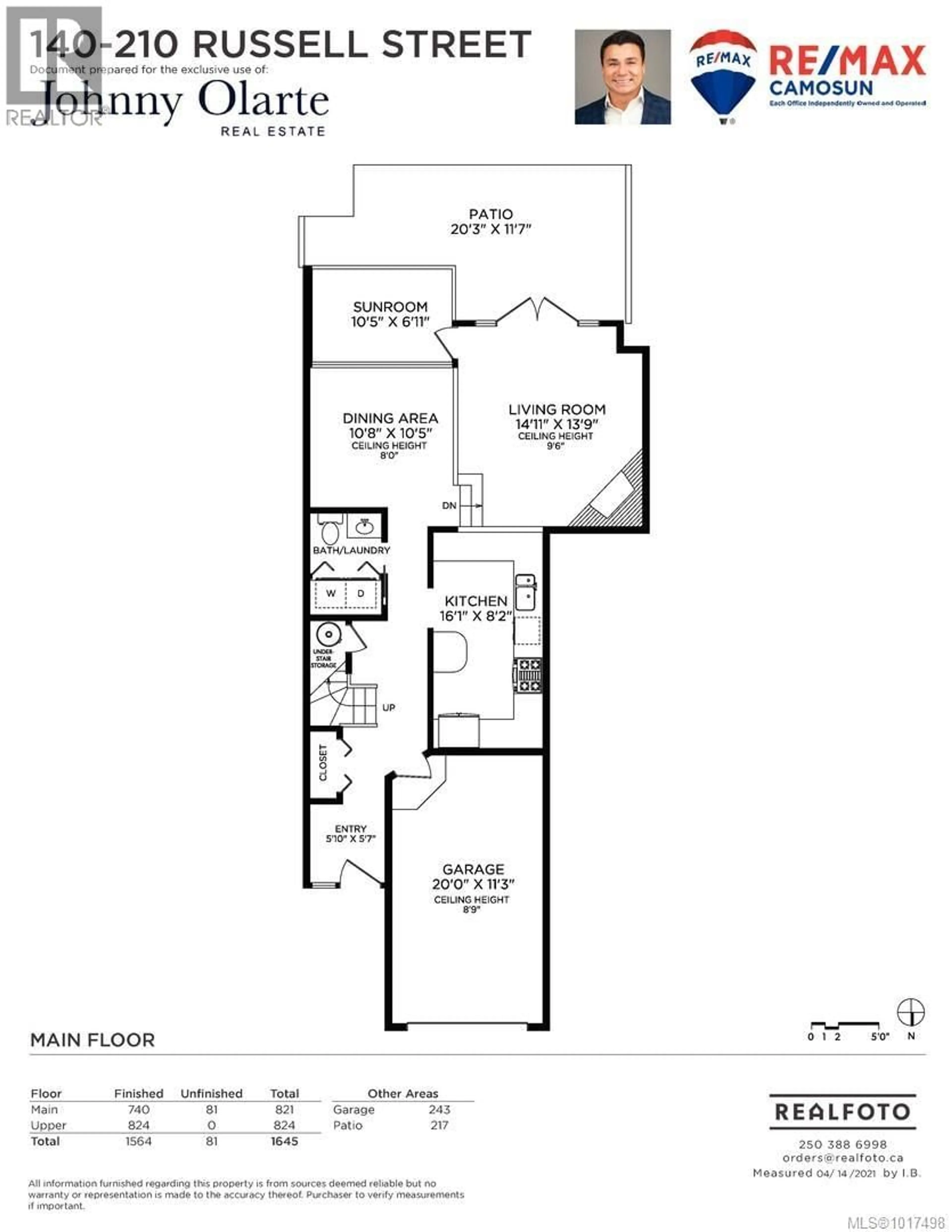 Floor plan for 140 - 210 RUSSELL STREET, Victoria British Columbia V9A3X2