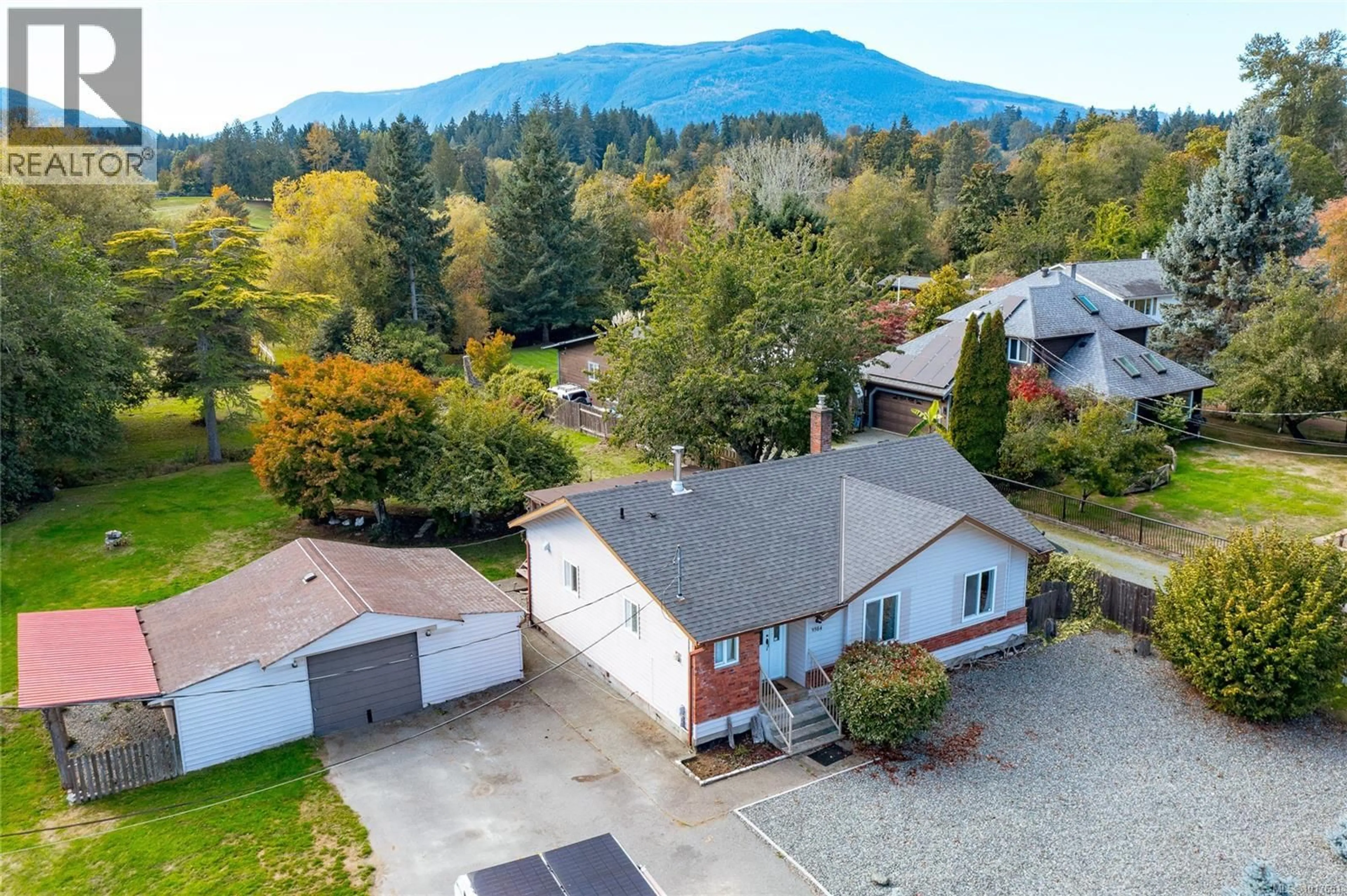 A pic from outside/outdoor area/front of a property/back of a property/a pic from drone, mountain view for 9384 CHEMAINUS ROAD, Chemainus British Columbia V0R1K5
