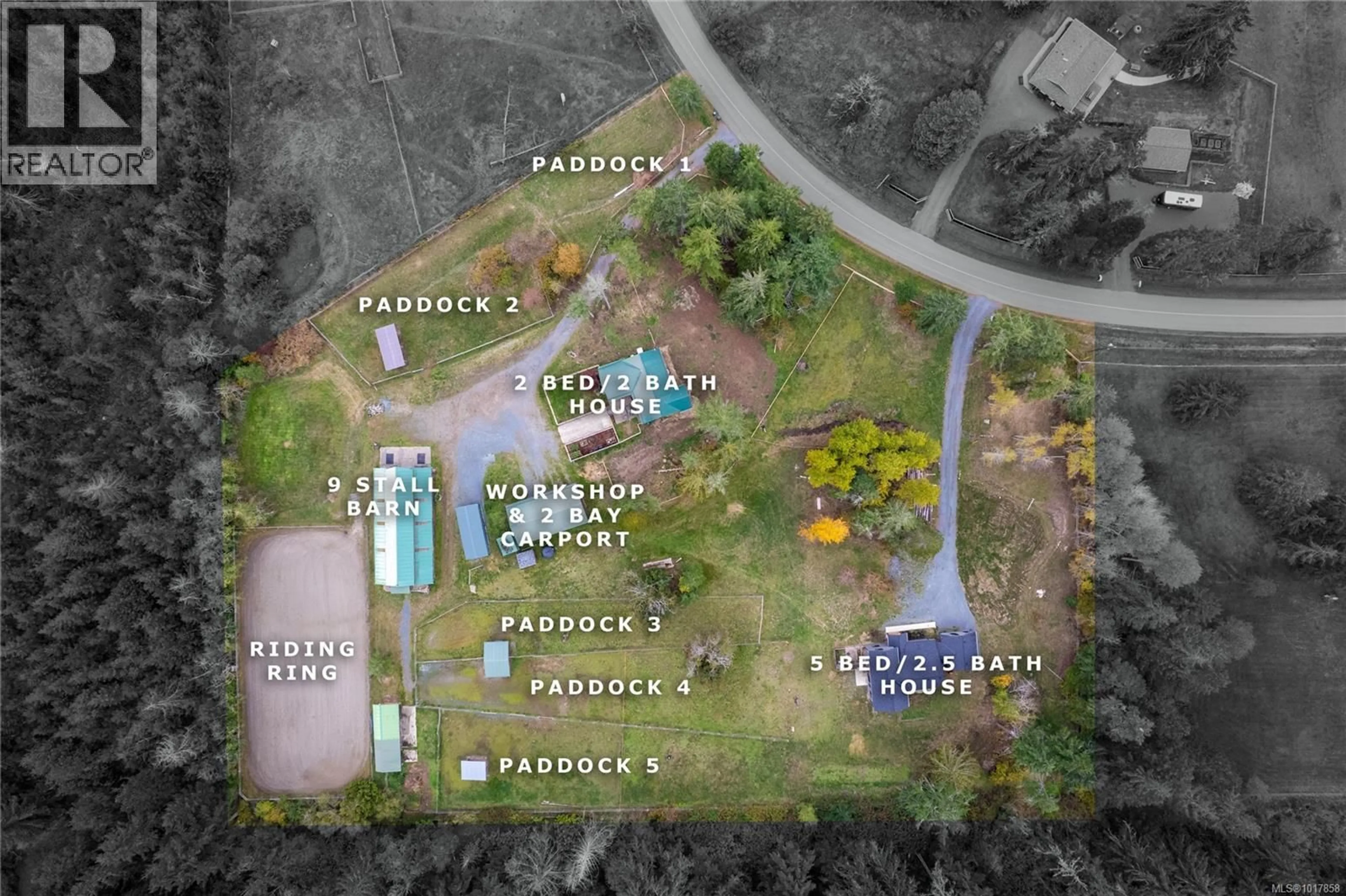 A pic from outside/outdoor area/front of a property/back of a property/a pic from drone, street for 2040 SADDLE DRIVE, Nanoose Bay British Columbia V9P9C2