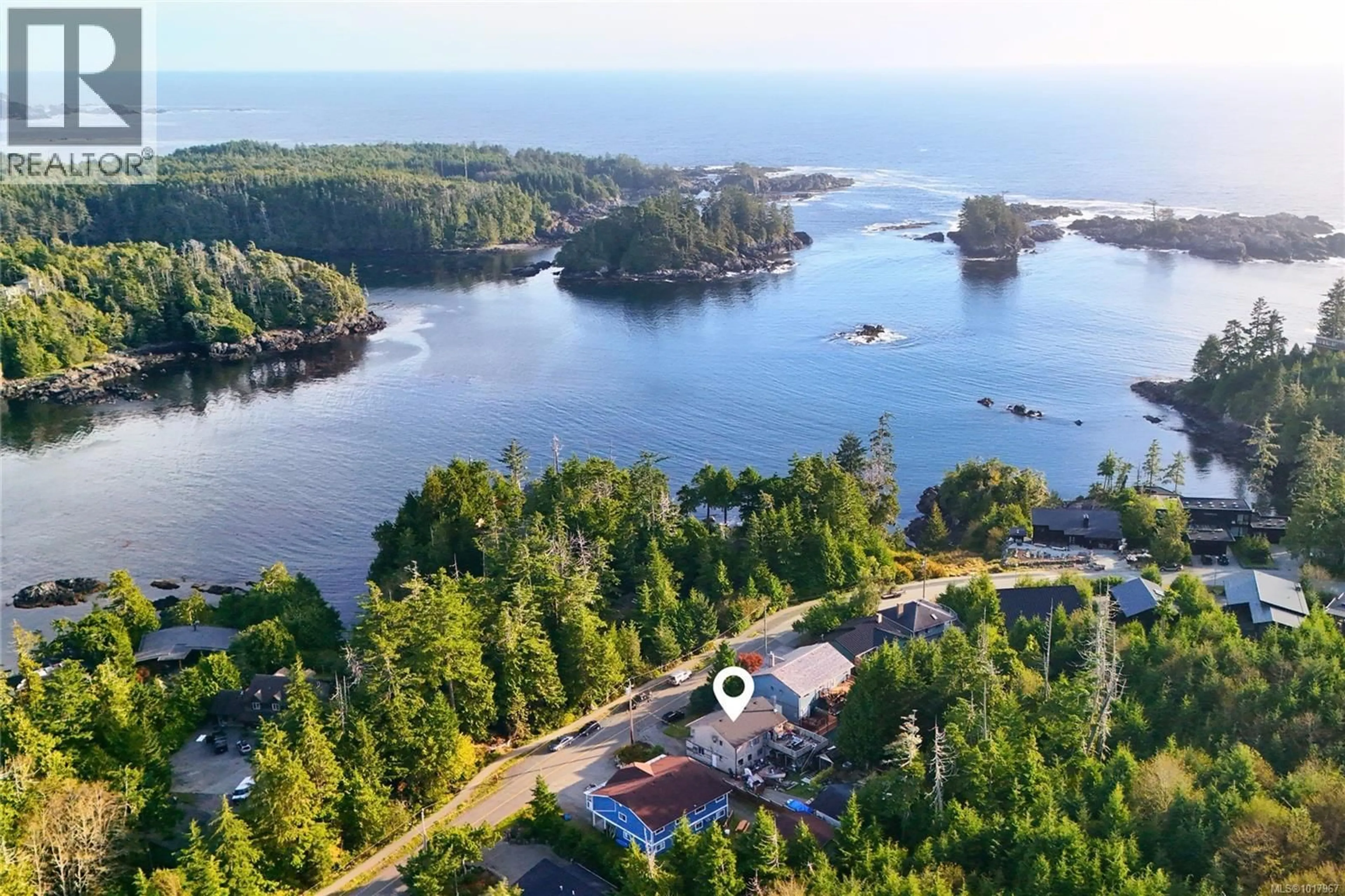 A pic from outside/outdoor area/front of a property/back of a property/a pic from drone, water/lake/river/ocean view for 437 MARINE DRIVE, Ucluelet British Columbia V0R3A0