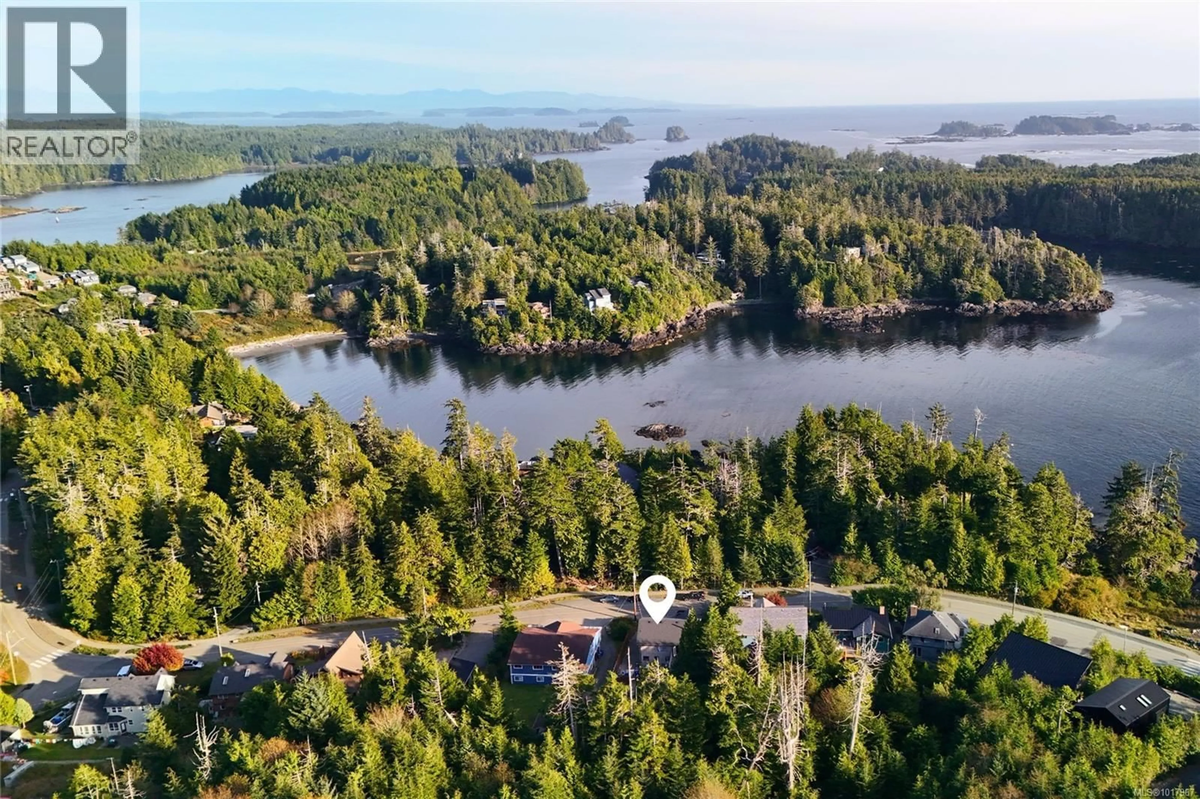 A pic from outside/outdoor area/front of a property/back of a property/a pic from drone, water/lake/river/ocean view for 437 MARINE DRIVE, Ucluelet British Columbia V0R3A0