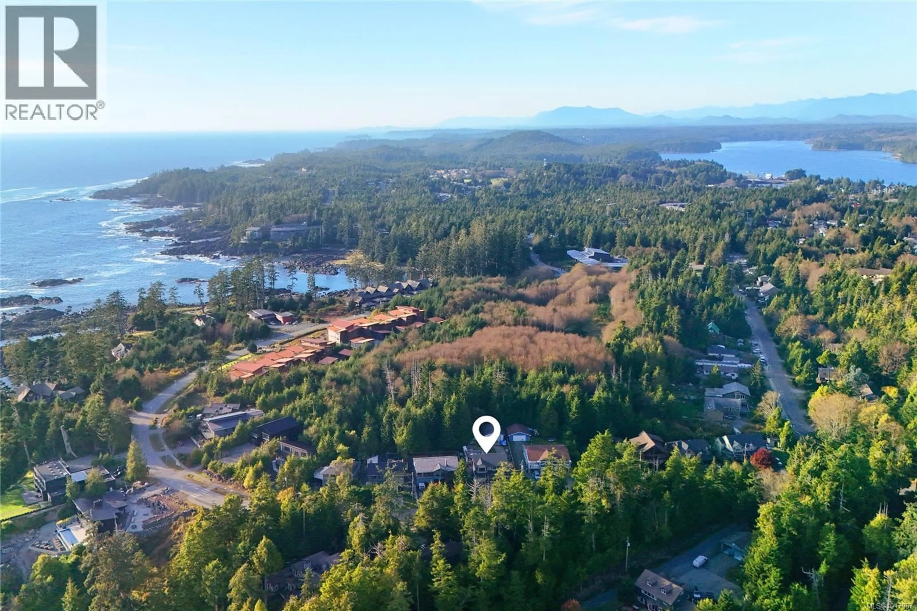 A pic from outside/outdoor area/front of a property/back of a property/a pic from drone, water/lake/river/ocean view for 437 MARINE DRIVE, Ucluelet British Columbia V0R3A0