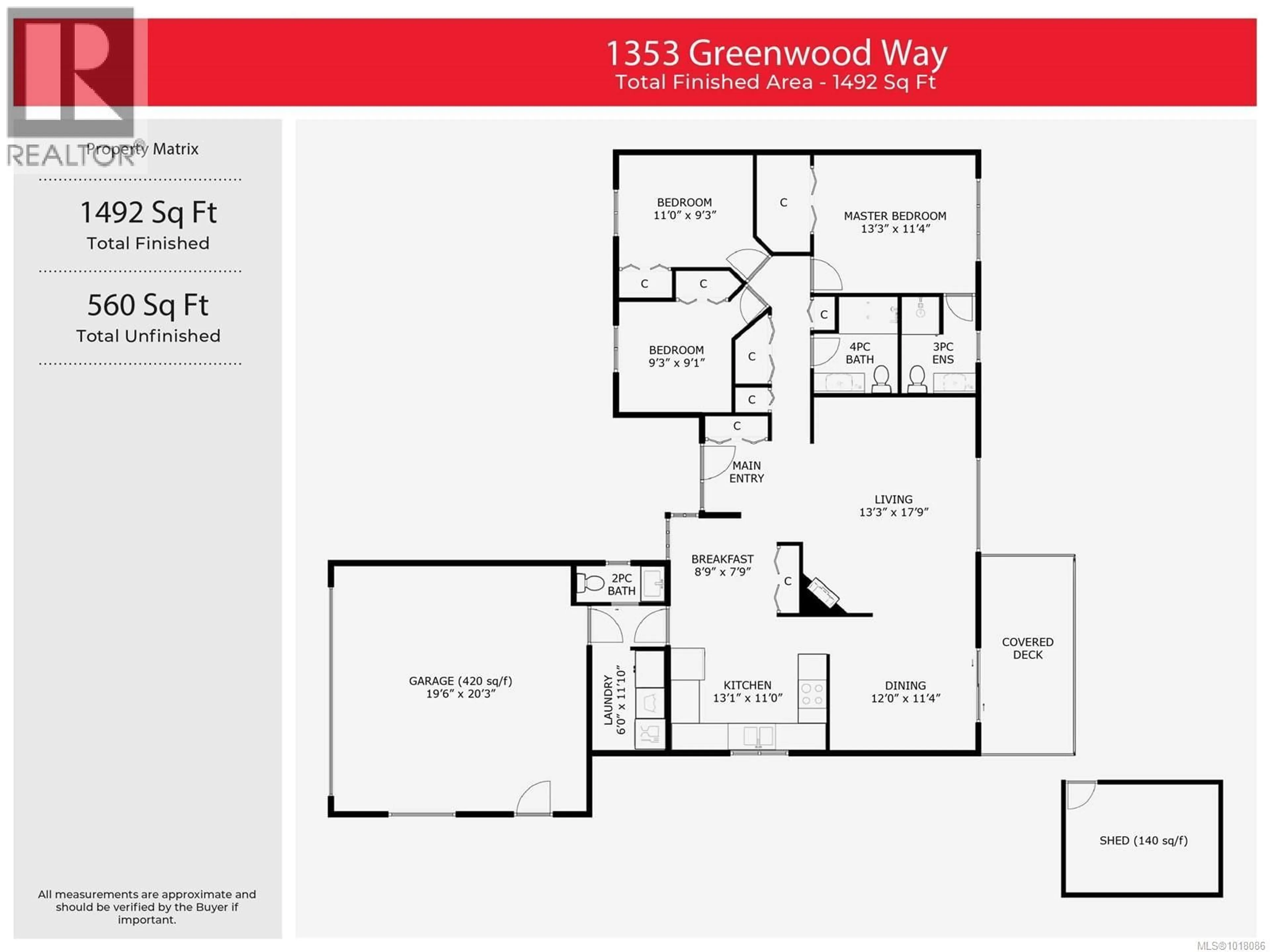 Floor plan for 1353 GREENWOOD WAY, Parksville British Columbia V9P1X1