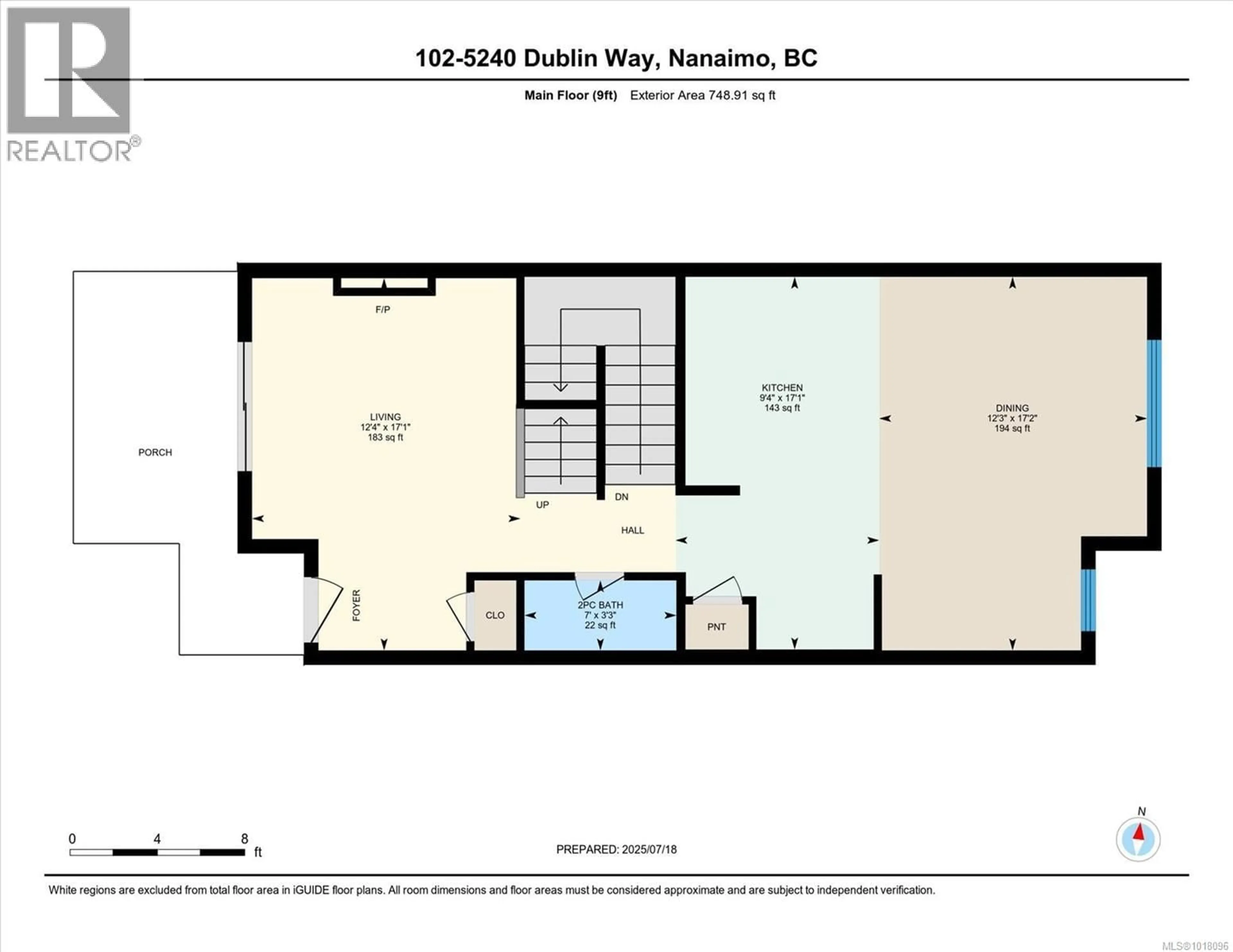 Floor plan for 102 - 5240 DUBLIN WAY, Nanaimo British Columbia V9T0H2