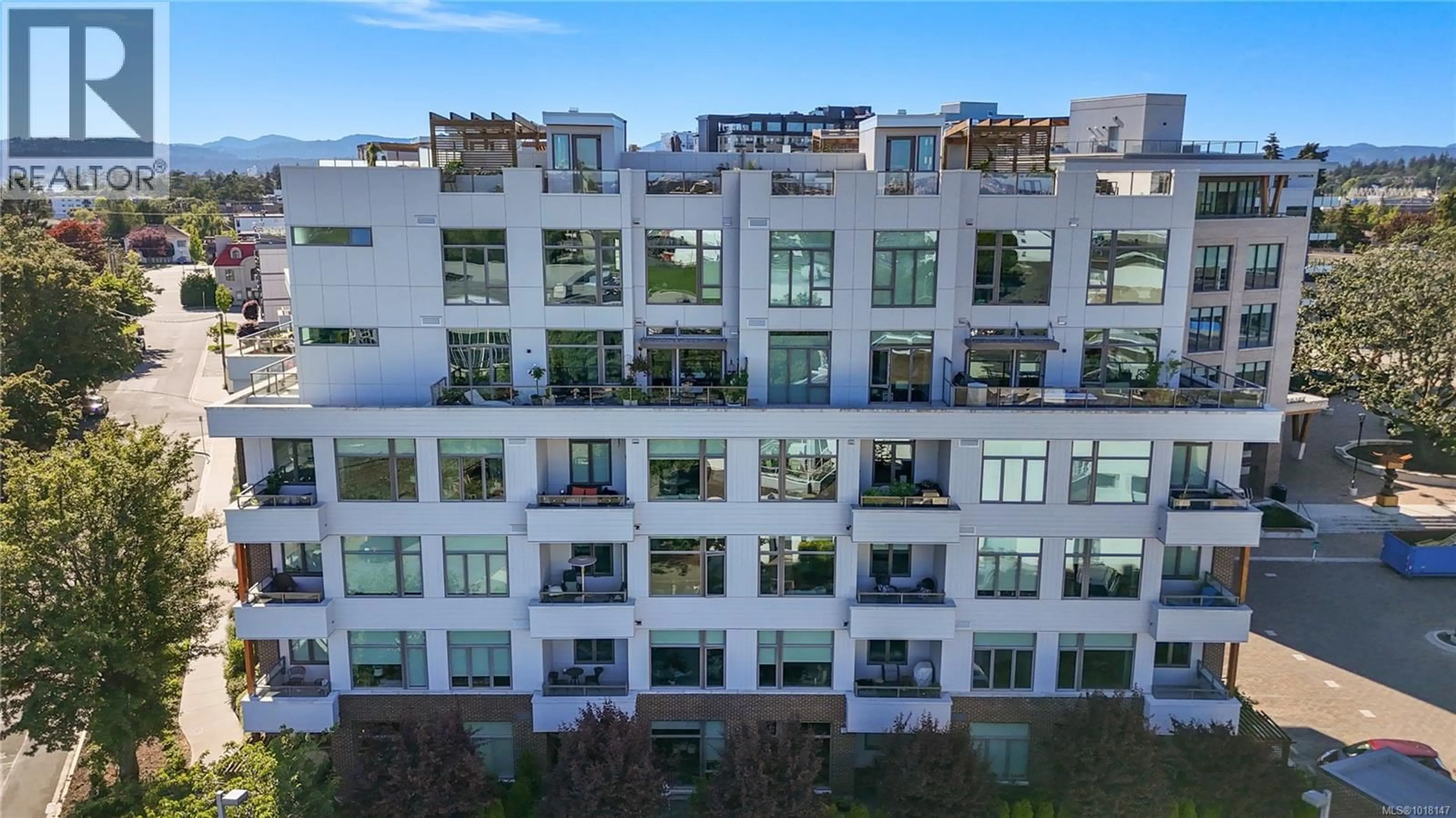 A pic from outside/outdoor area/front of a property/back of a property/a pic from drone, city buildings view from balcony for 503 - 1216 CARLISLE AVENUE, Esquimalt British Columbia V9A0H5