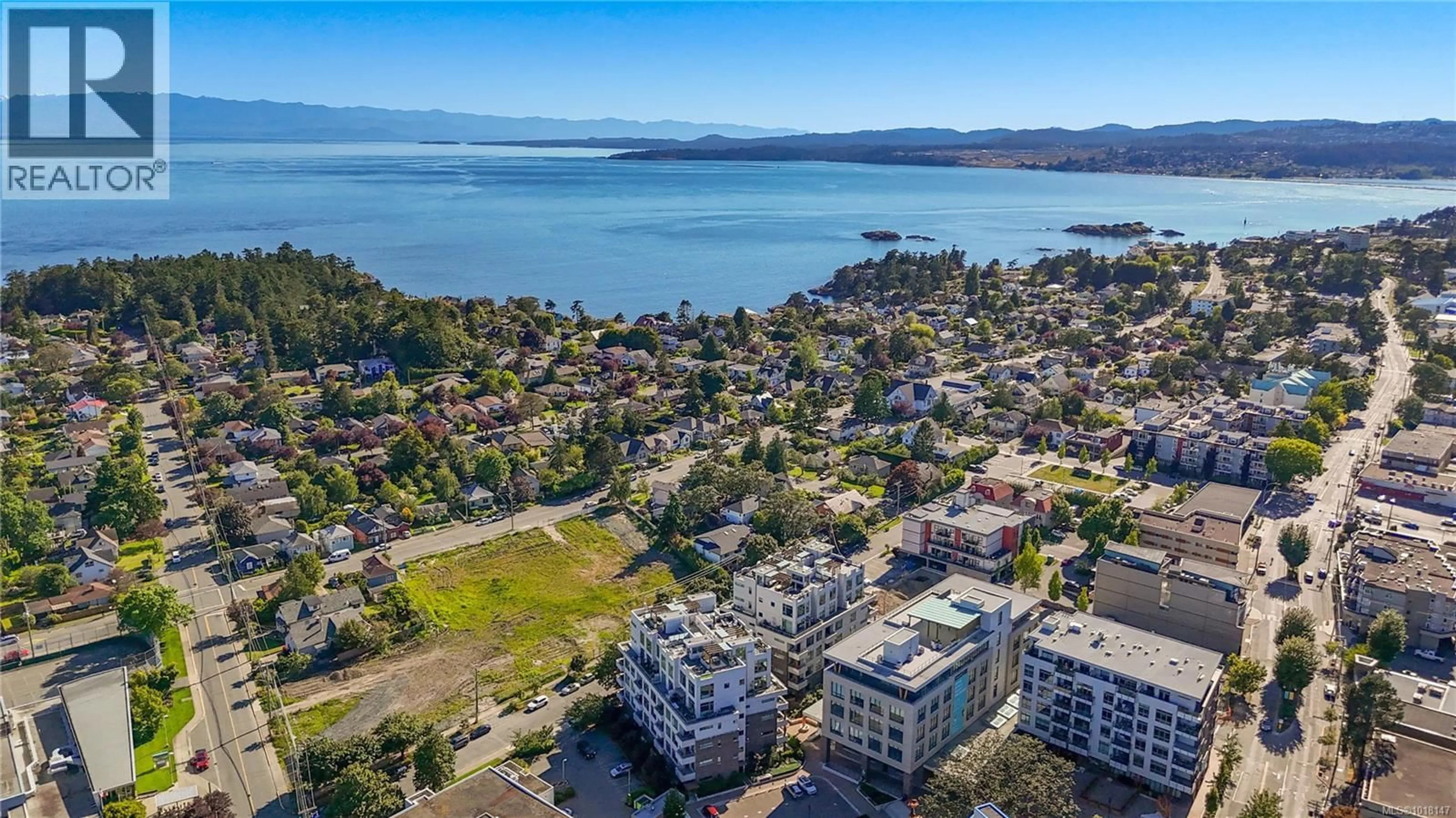 A pic from outside/outdoor area/front of a property/back of a property/a pic from drone, water/lake/river/ocean view for 503 - 1216 CARLISLE AVENUE, Esquimalt British Columbia V9A0H5