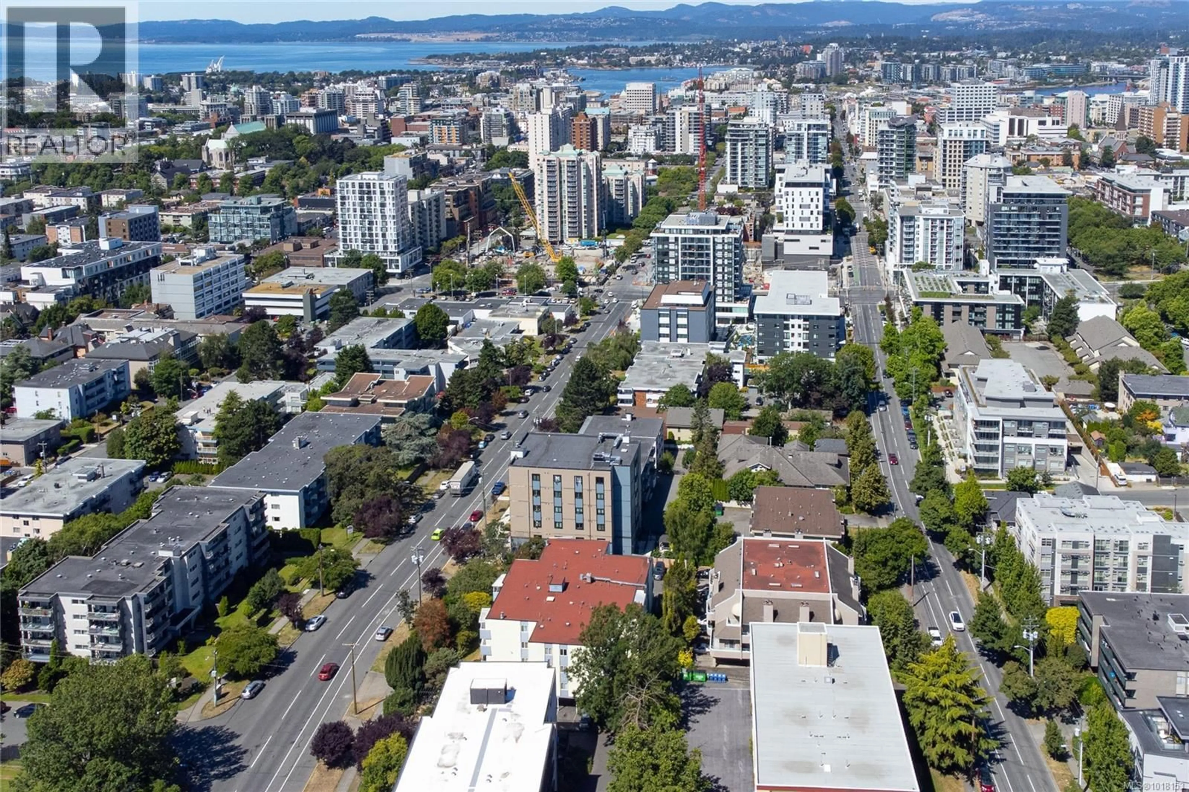 A pic from outside/outdoor area/front of a property/back of a property/a pic from drone, city buildings view from balcony for 401 - 1188 YATES STREET, Victoria British Columbia V8V3M8