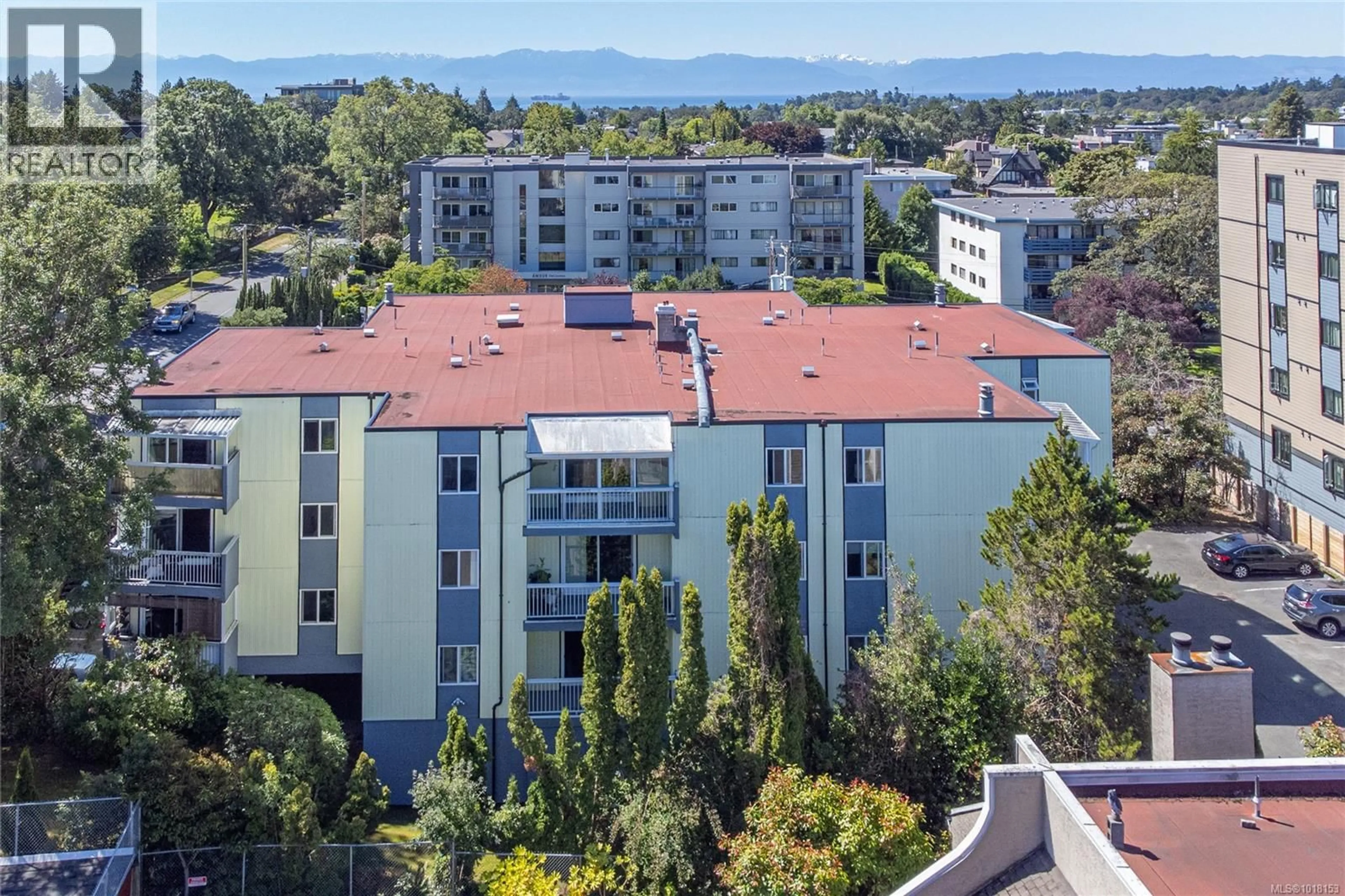 A pic from outside/outdoor area/front of a property/back of a property/a pic from drone, city buildings view from balcony for 401 - 1188 YATES STREET, Victoria British Columbia V8V3M8