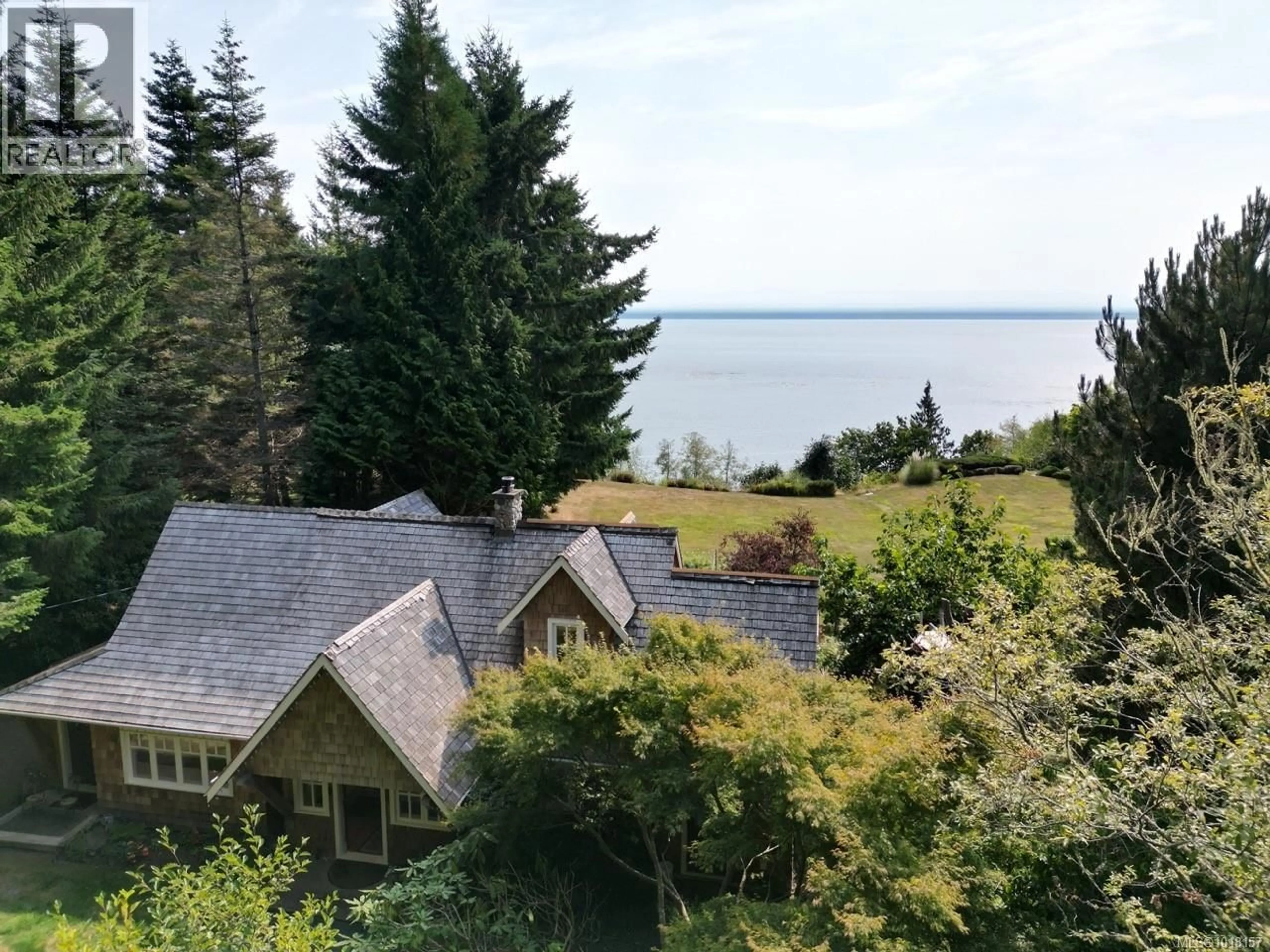 A pic from outside/outdoor area/front of a property/back of a property/a pic from drone, water/lake/river/ocean view for 9259 INVERMUIR ROAD, Sooke British Columbia V9Z1G3