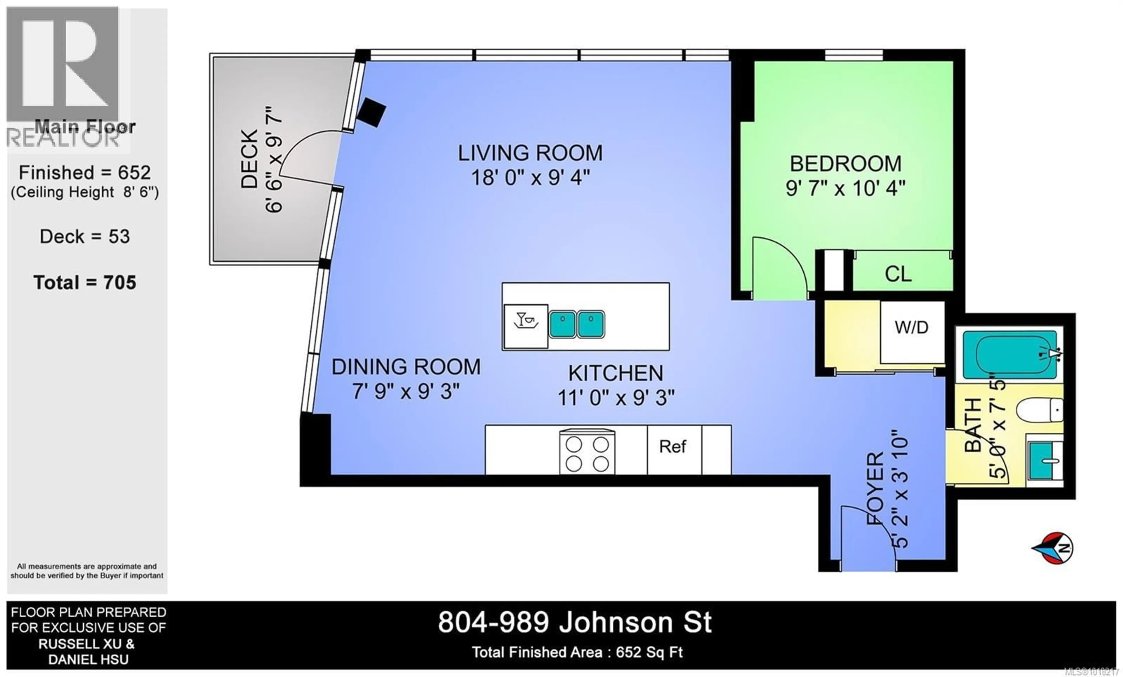 Floor plan for 804 - 989 JOHNSON STREET, Victoria British Columbia V8V0E3