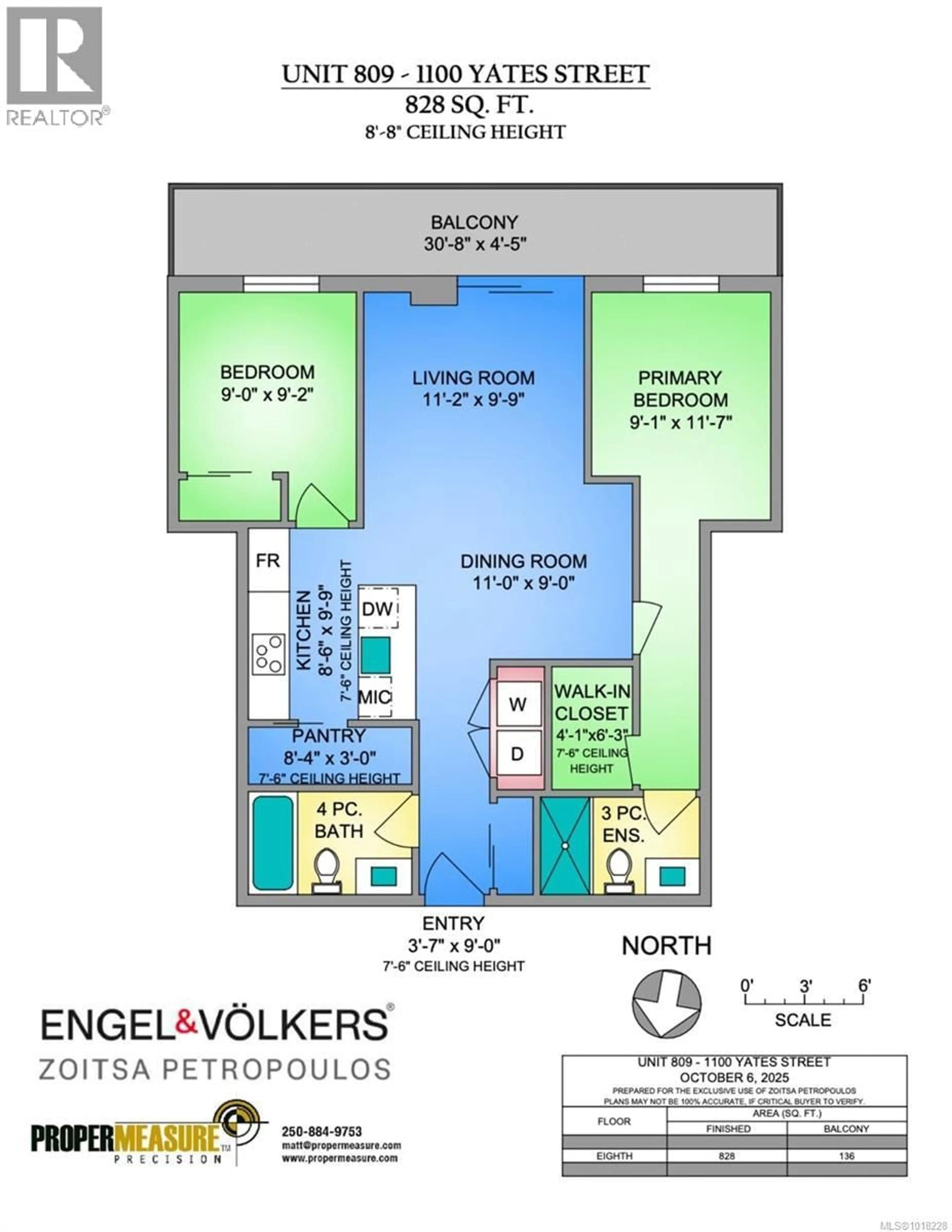 Floor plan for 809 - 1100 YATES STREET, Victoria British Columbia V8V0H5