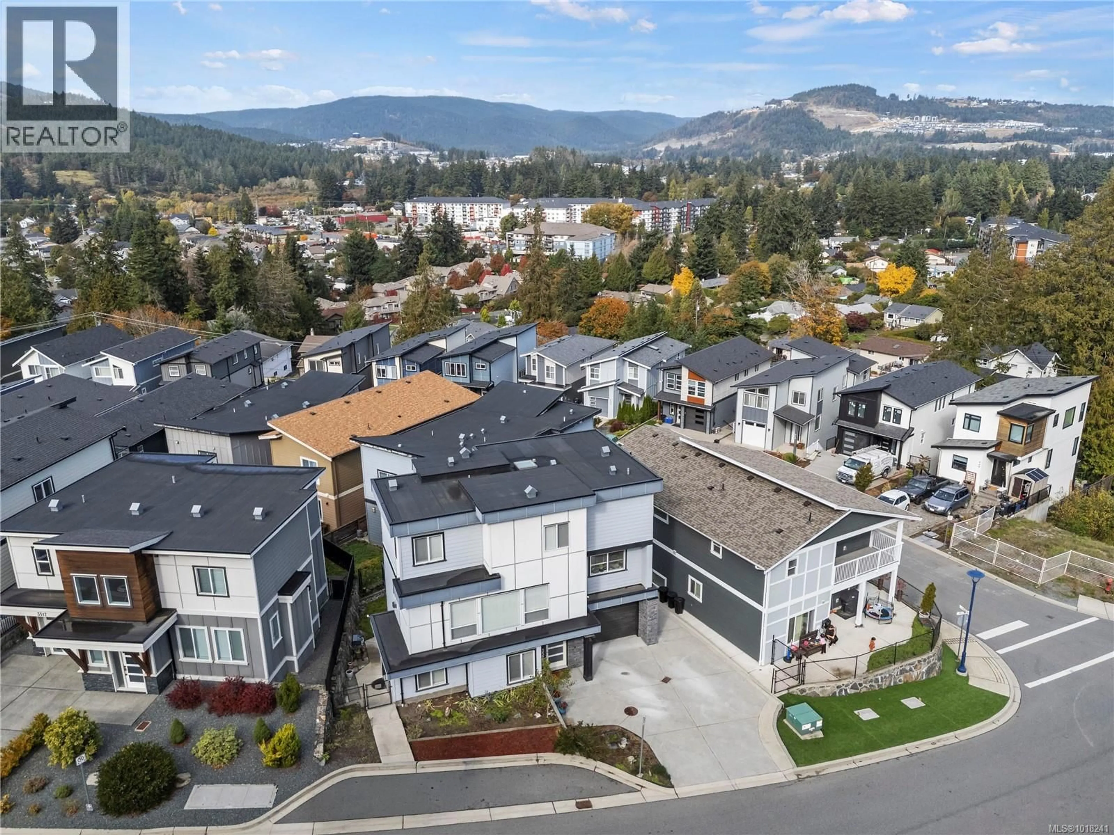 A pic from outside/outdoor area/front of a property/back of a property/a pic from drone, mountain view for 3521 MYLES MANSELL ROAD, Langford British Columbia V9C0N6