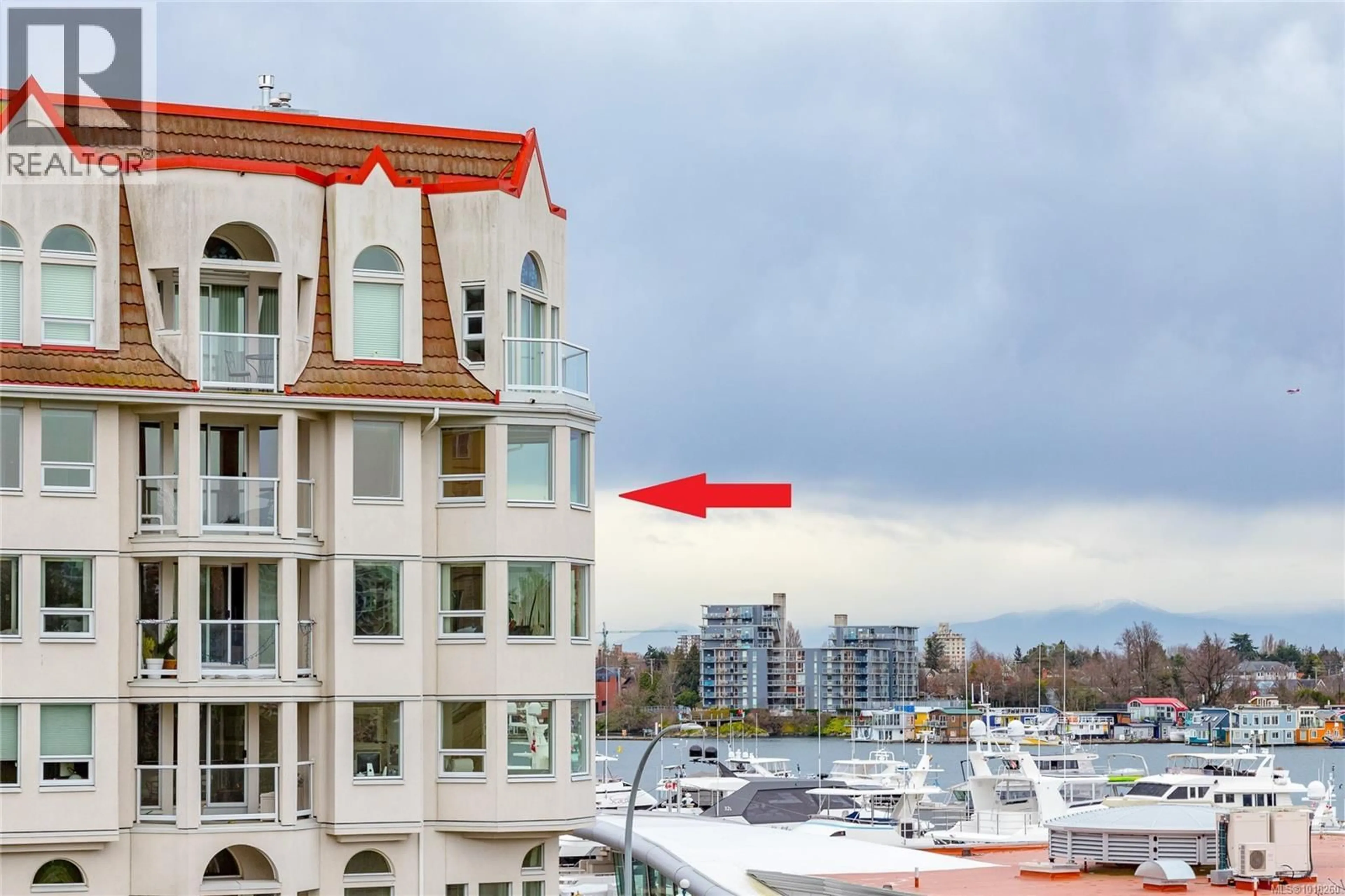 Balcony in the apartment, city buildings view from balcony for 405 - 11 COOPERAGE PLACE, Victoria British Columbia V9A7J9