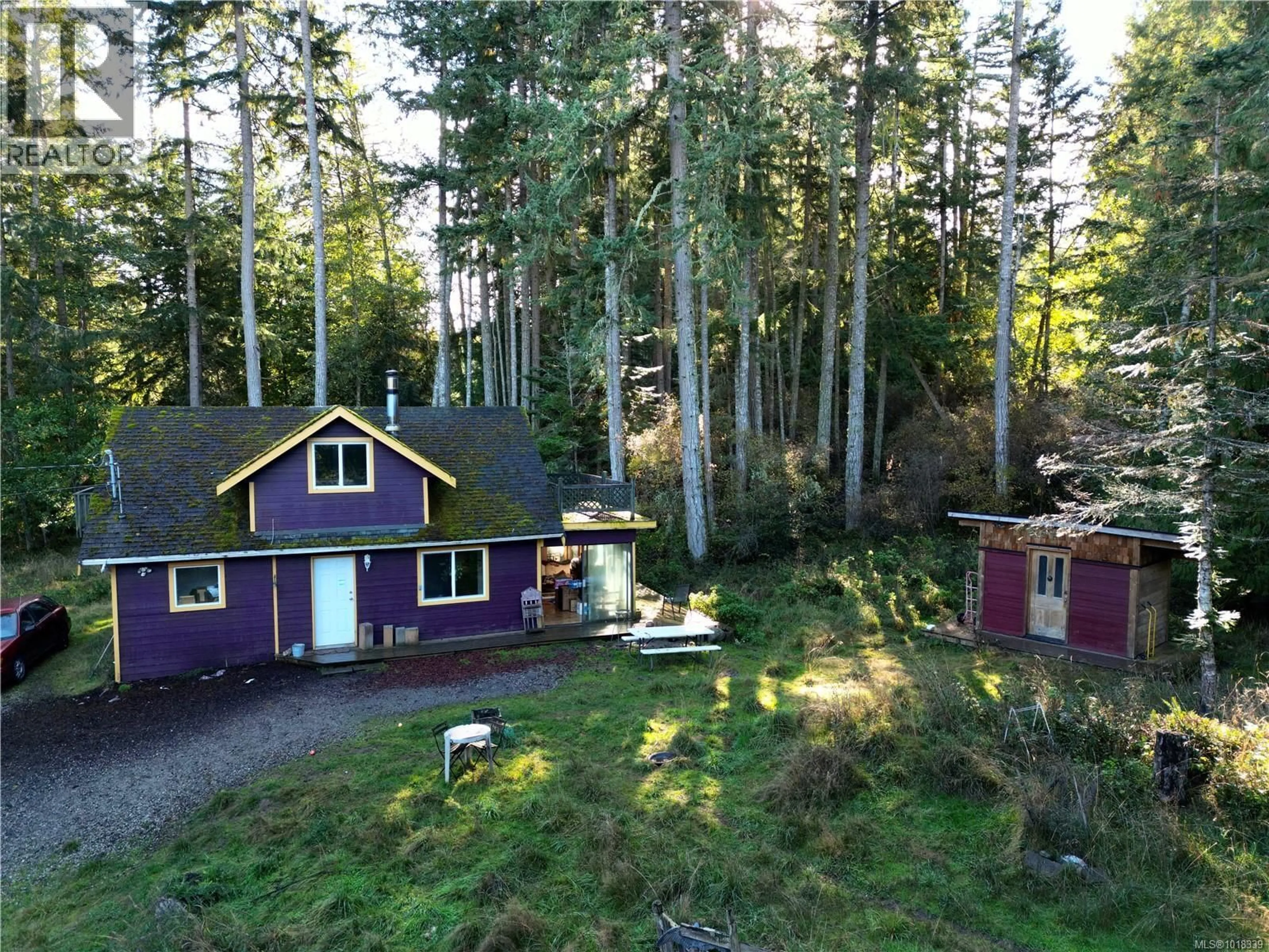 A pic from outside/outdoor area/front of a property/back of a property/a pic from drone, forest/trees view for 148 MEADOW DRIVE, Salt Spring British Columbia V8K1T9