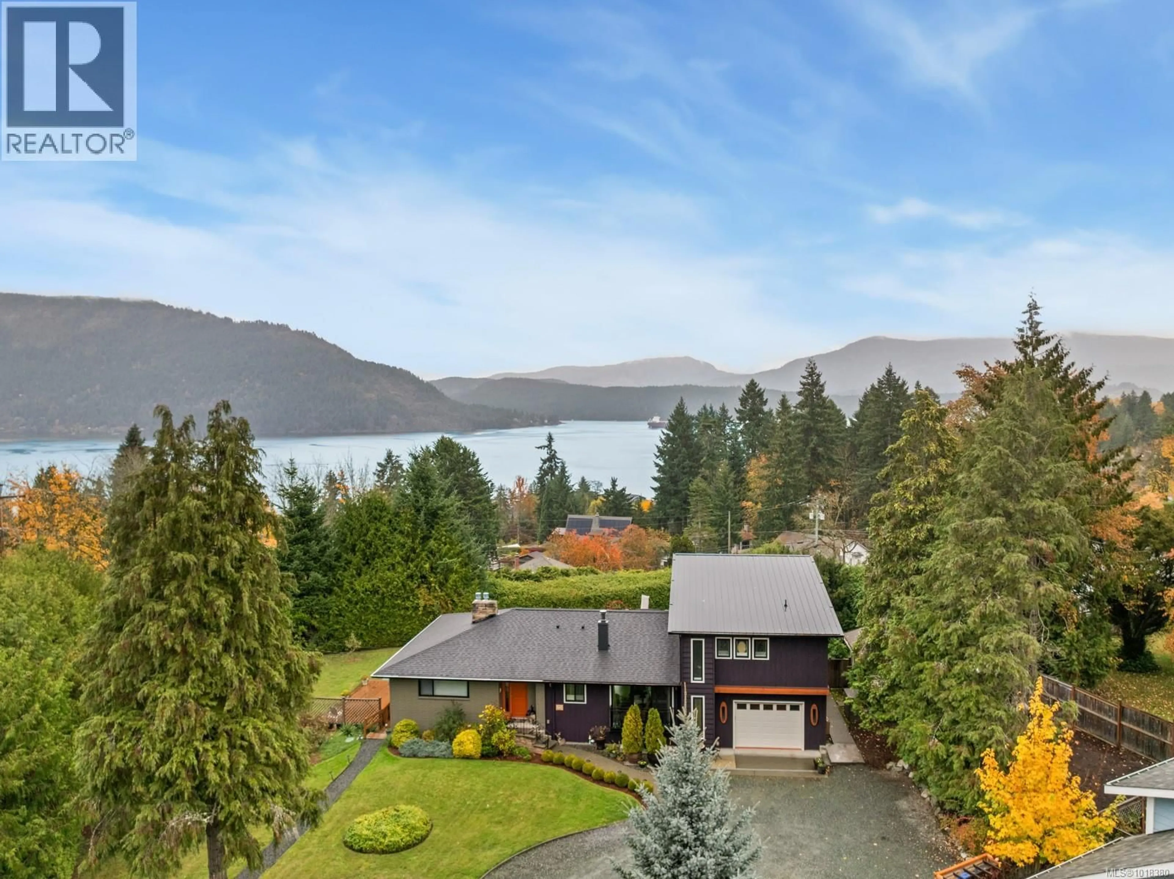 A pic from outside/outdoor area/front of a property/back of a property/a pic from drone, water/lake/river/ocean view for 1770 WILMOT ROAD, Cowichan Bay British Columbia V0R1N1