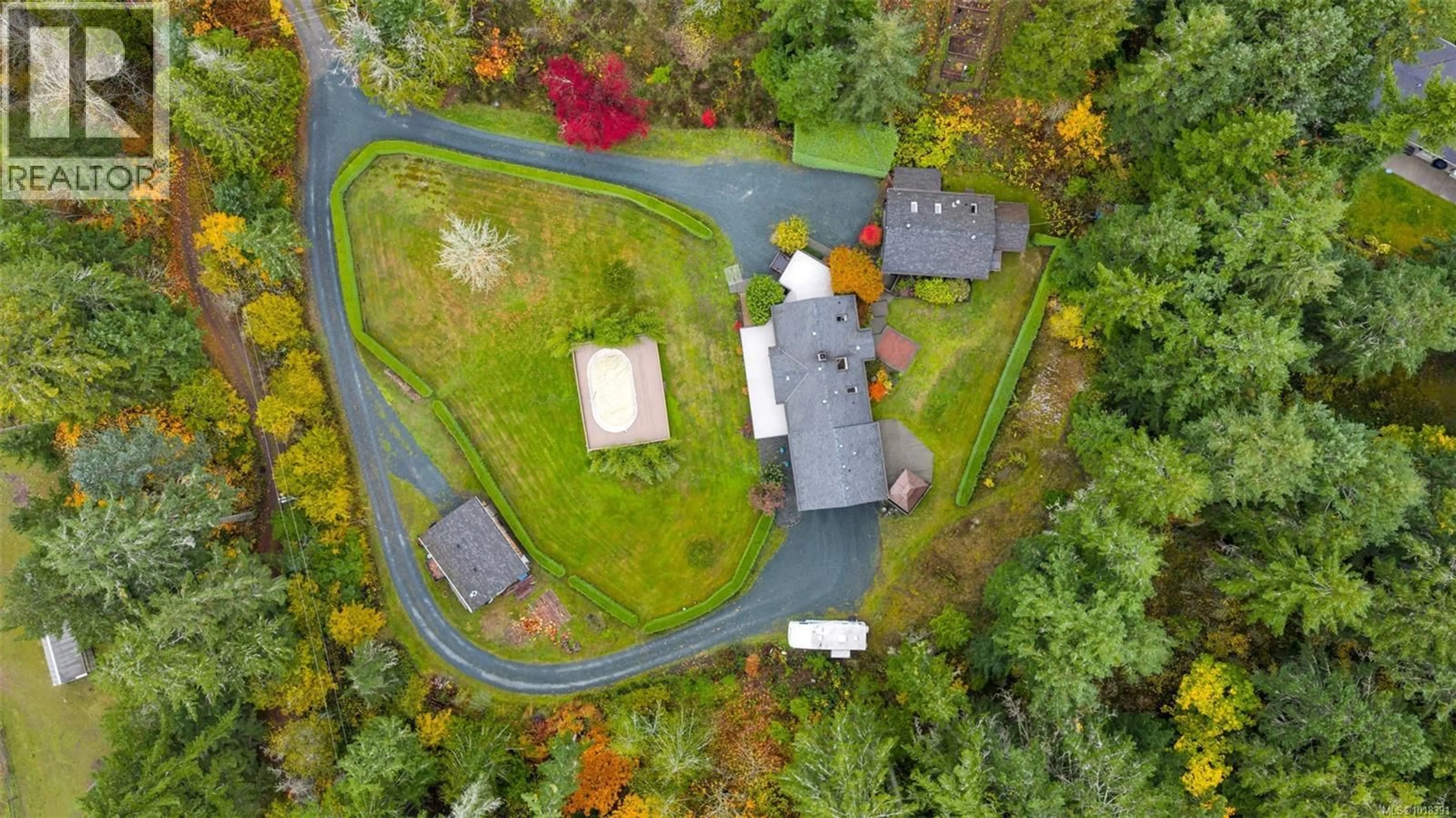 A pic from outside/outdoor area/front of a property/back of a property/a pic from drone, street for 1212 BAZETT ROAD, Duncan British Columbia V9L5S8