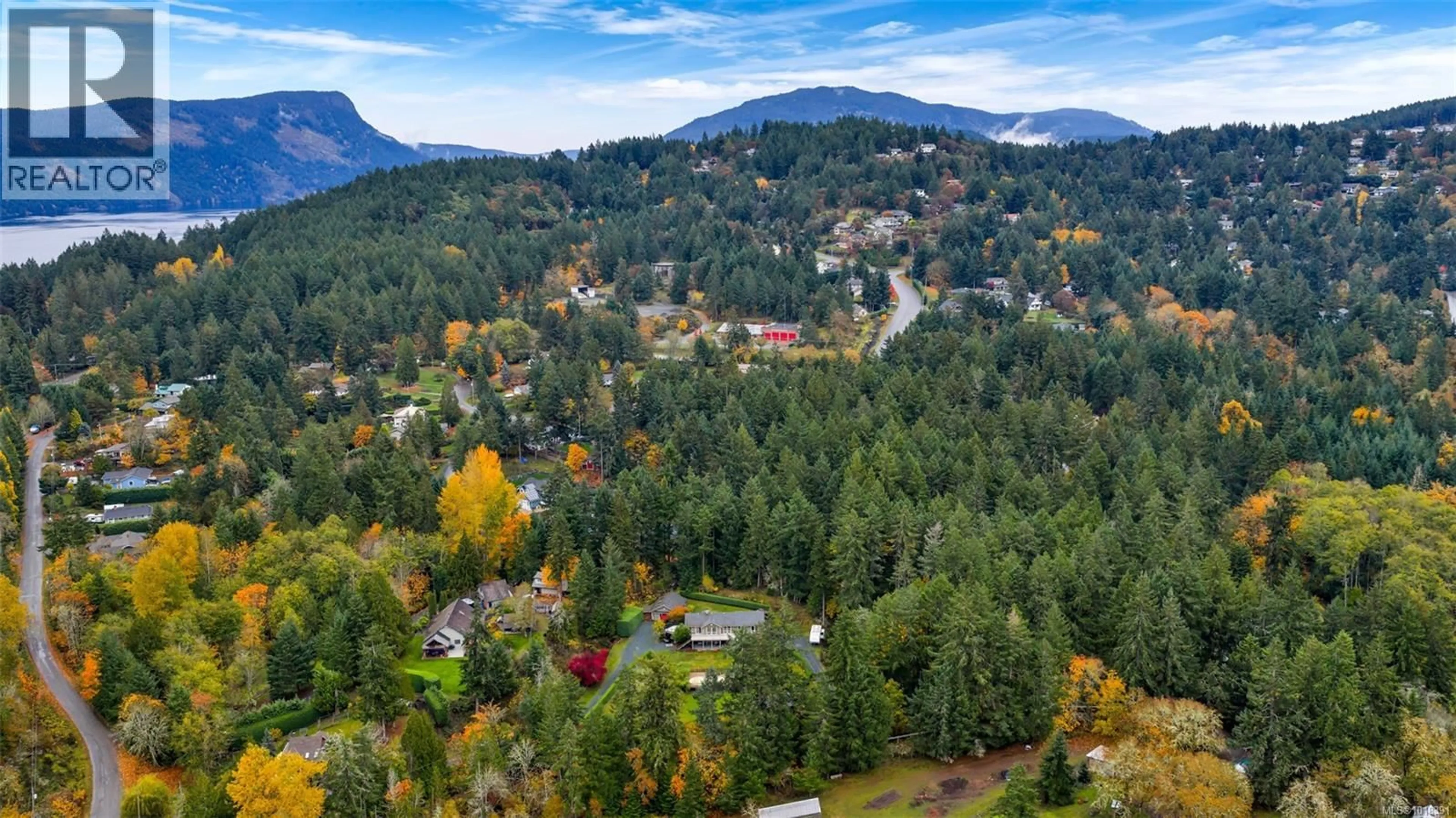 A pic from outside/outdoor area/front of a property/back of a property/a pic from drone, mountain view for 1212 BAZETT ROAD, Duncan British Columbia V9L5S8