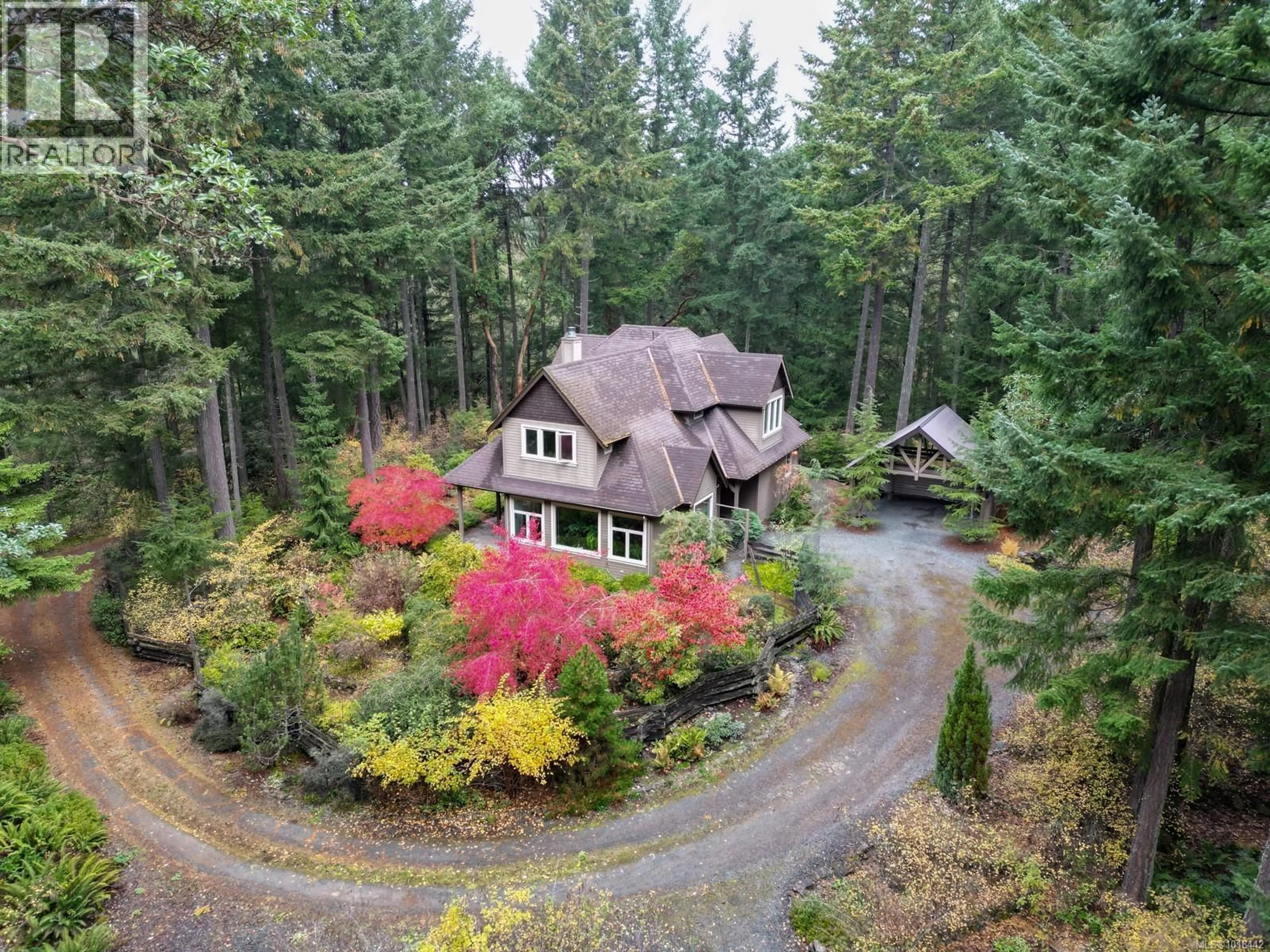 A pic from outside/outdoor area/front of a property/back of a property/a pic from drone, forest/trees view for 729 CALEB PIKE ROAD, Highlands British Columbia V9B6G5