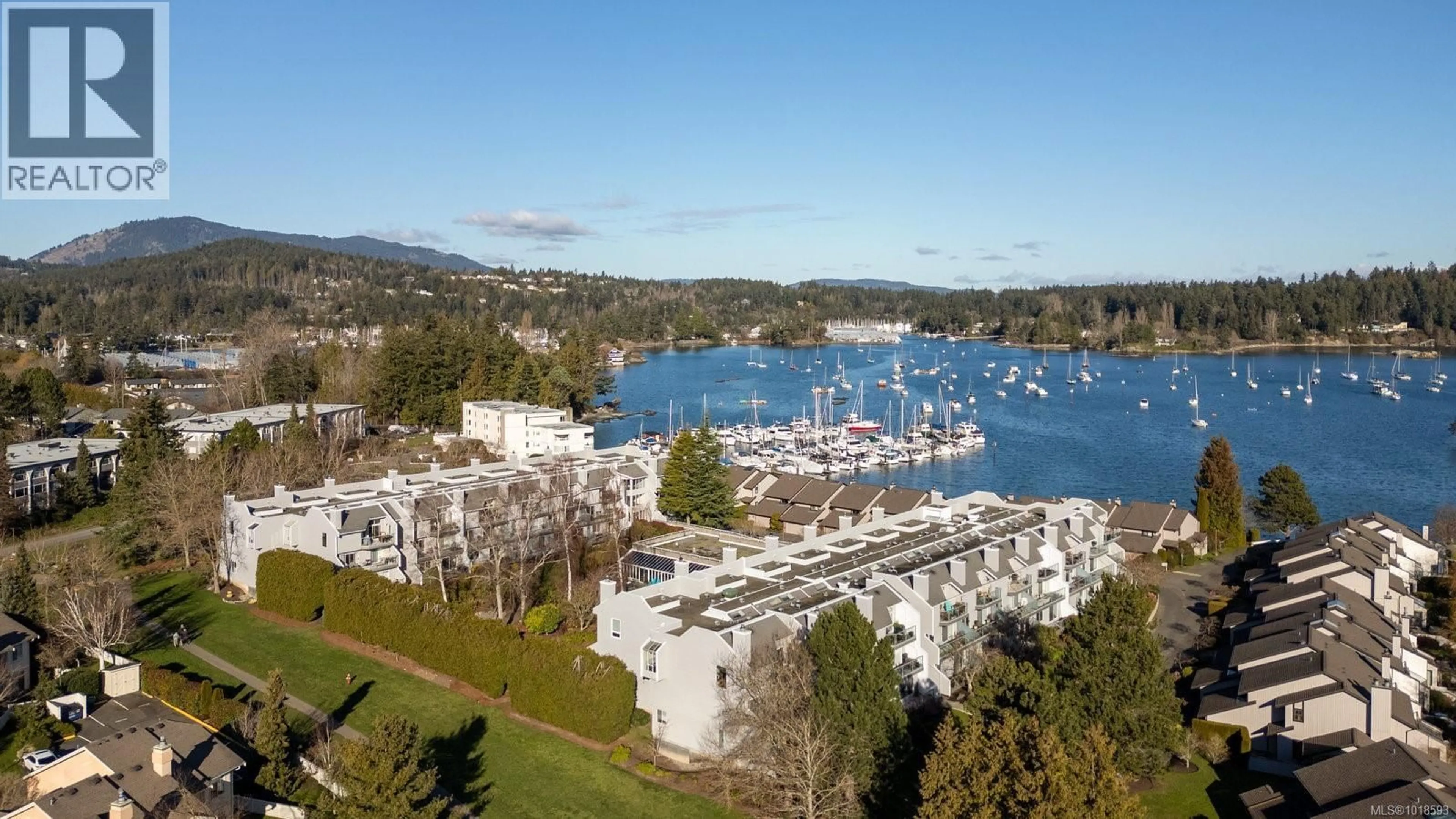 A pic from outside/outdoor area/front of a property/back of a property/a pic from drone, water/lake/river/ocean view for 312 - 10459 RESTHAVEN DRIVE, Sidney British Columbia V8L3H6