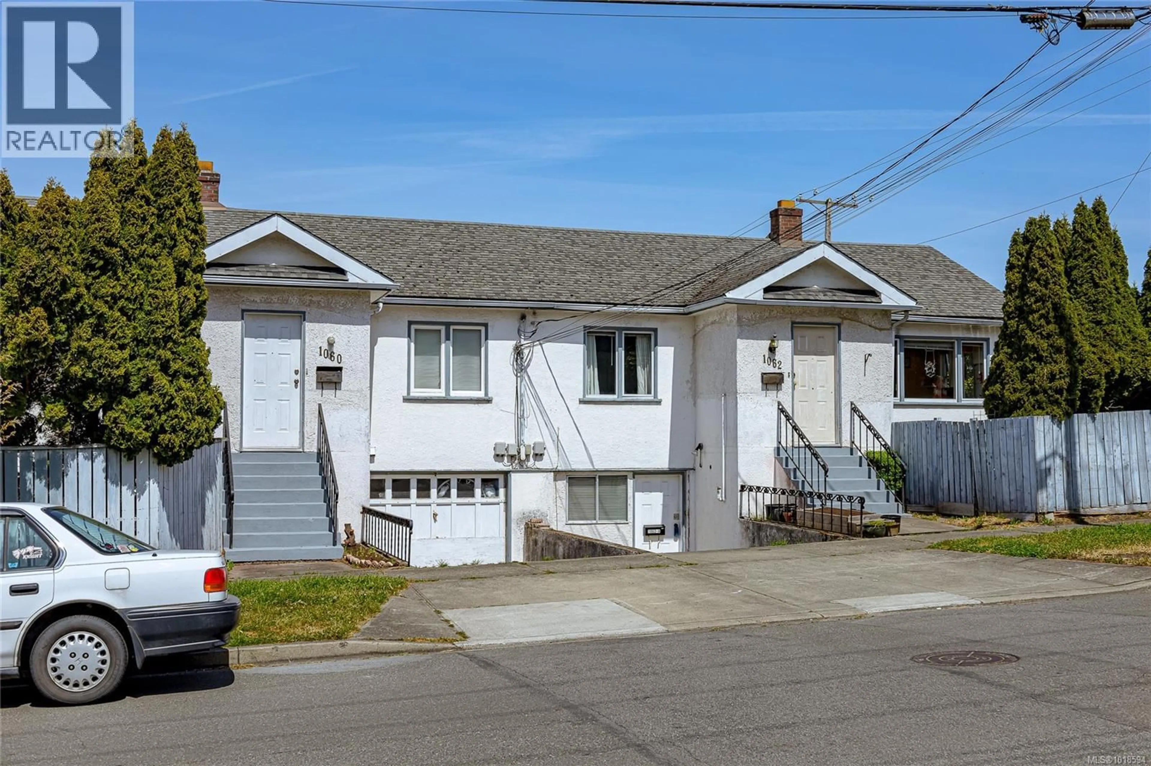 Home with vinyl exterior material, street for 1060+1062 QUEENS AVENUE, Victoria British Columbia V8T1M8