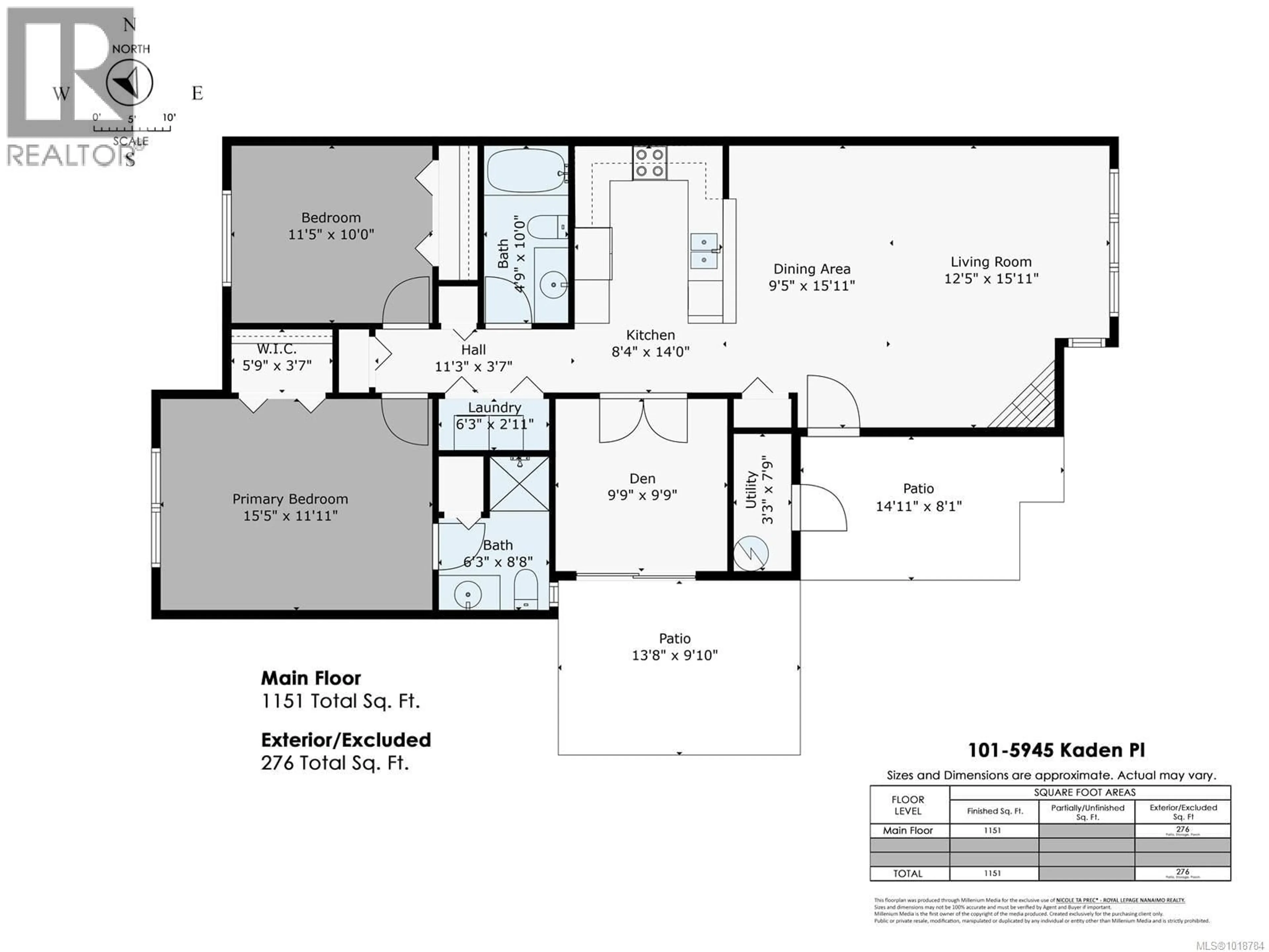 Floor plan for 101 - 5945 KADEN PLACE, Nanaimo British Columbia V9T0B5