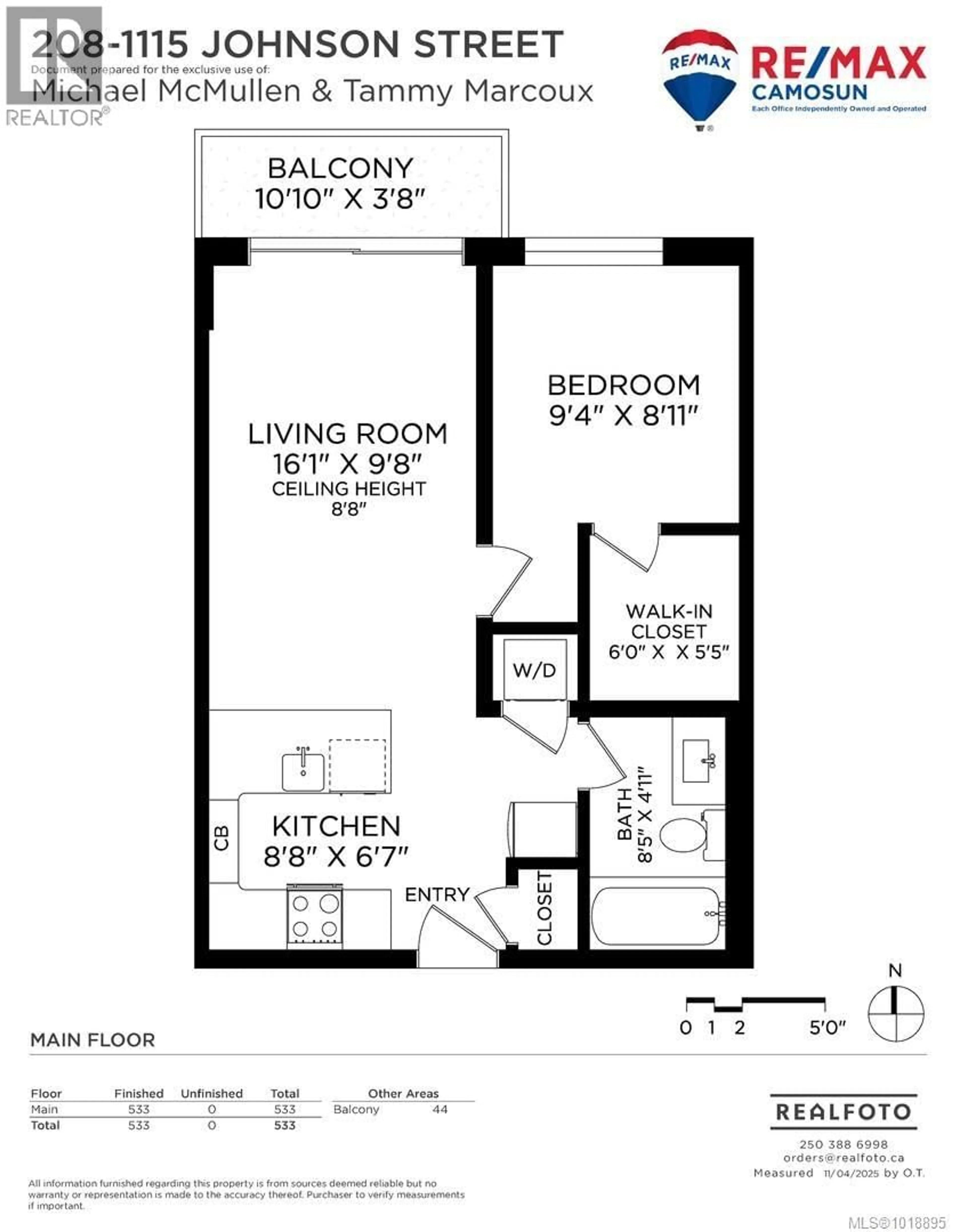 Floor plan for 208 - 1115 JOHNSON STREET, Victoria British Columbia V8V0H2