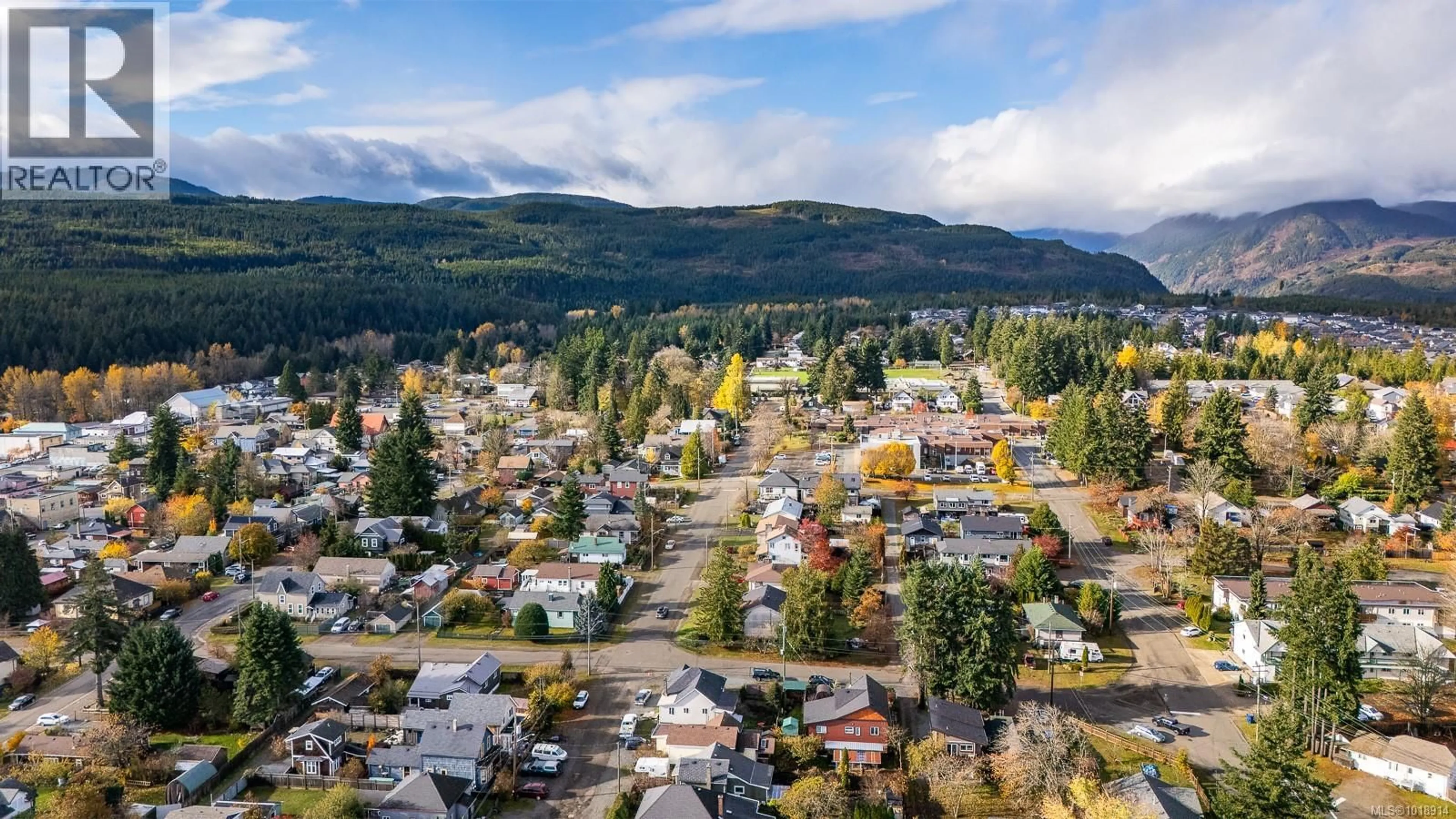 A pic from outside/outdoor area/front of a property/back of a property/a pic from drone, mountain view for 3328 THIRD STREET, Cumberland British Columbia V0R1S0
