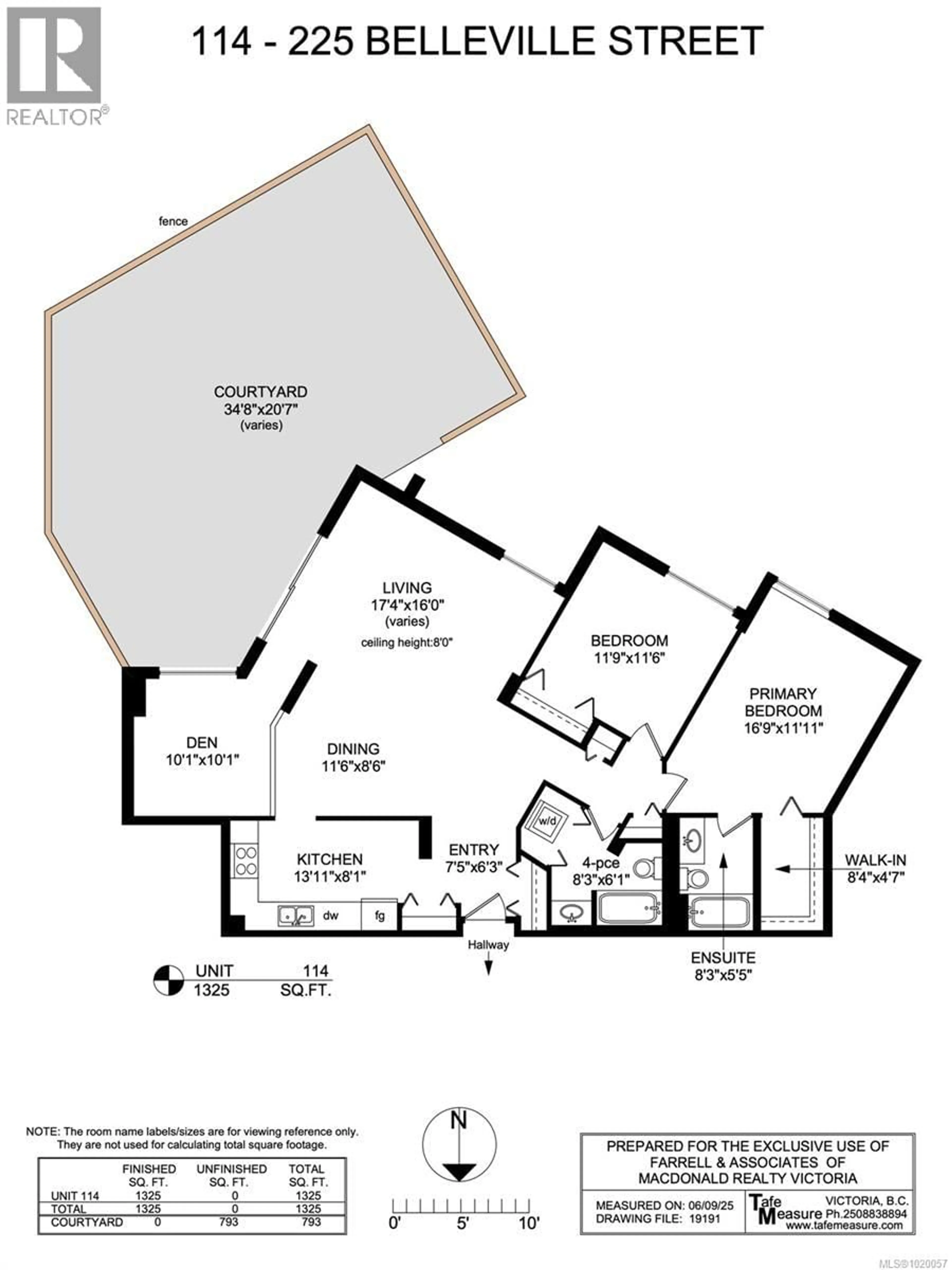 Floor plan for 114 - 225 BELLEVILLE STREET, Victoria British Columbia V8V4T9