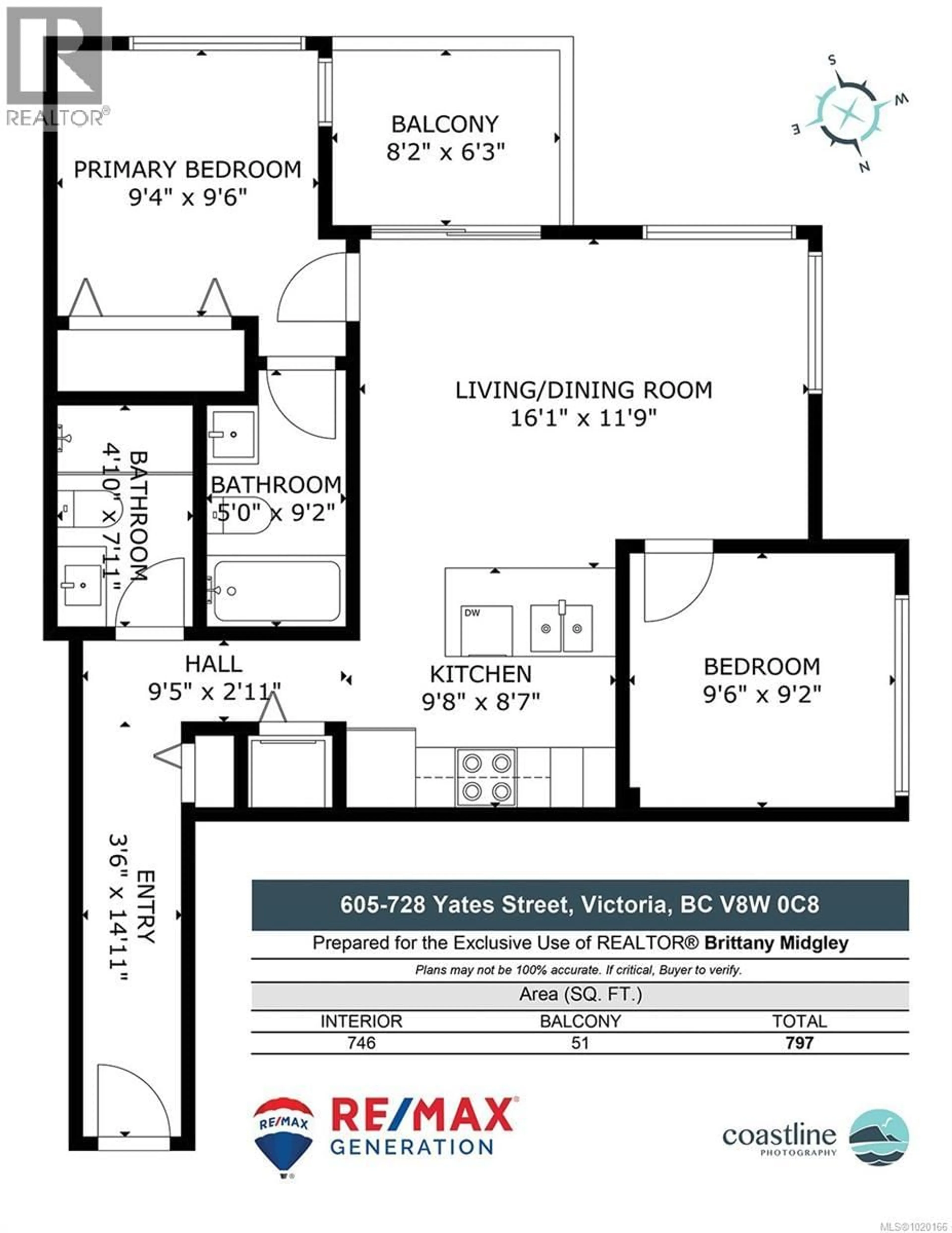 Floor plan for 605 - 728 YATES STREET, Victoria British Columbia V8W0C8