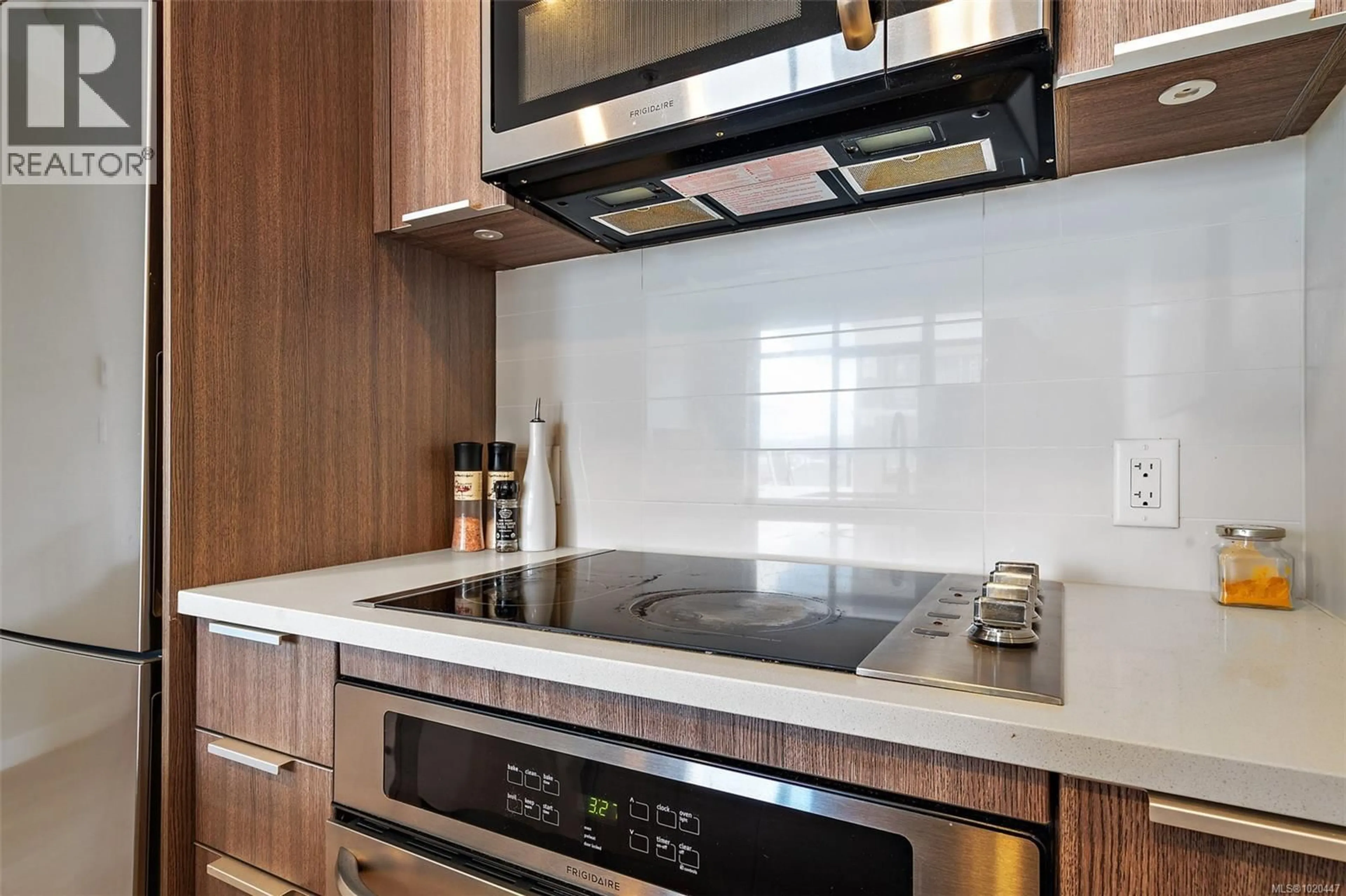 Contemporary kitchen, ceramic/tile floor for 610 - 728 YATES STREET, Victoria British Columbia V8W0C8