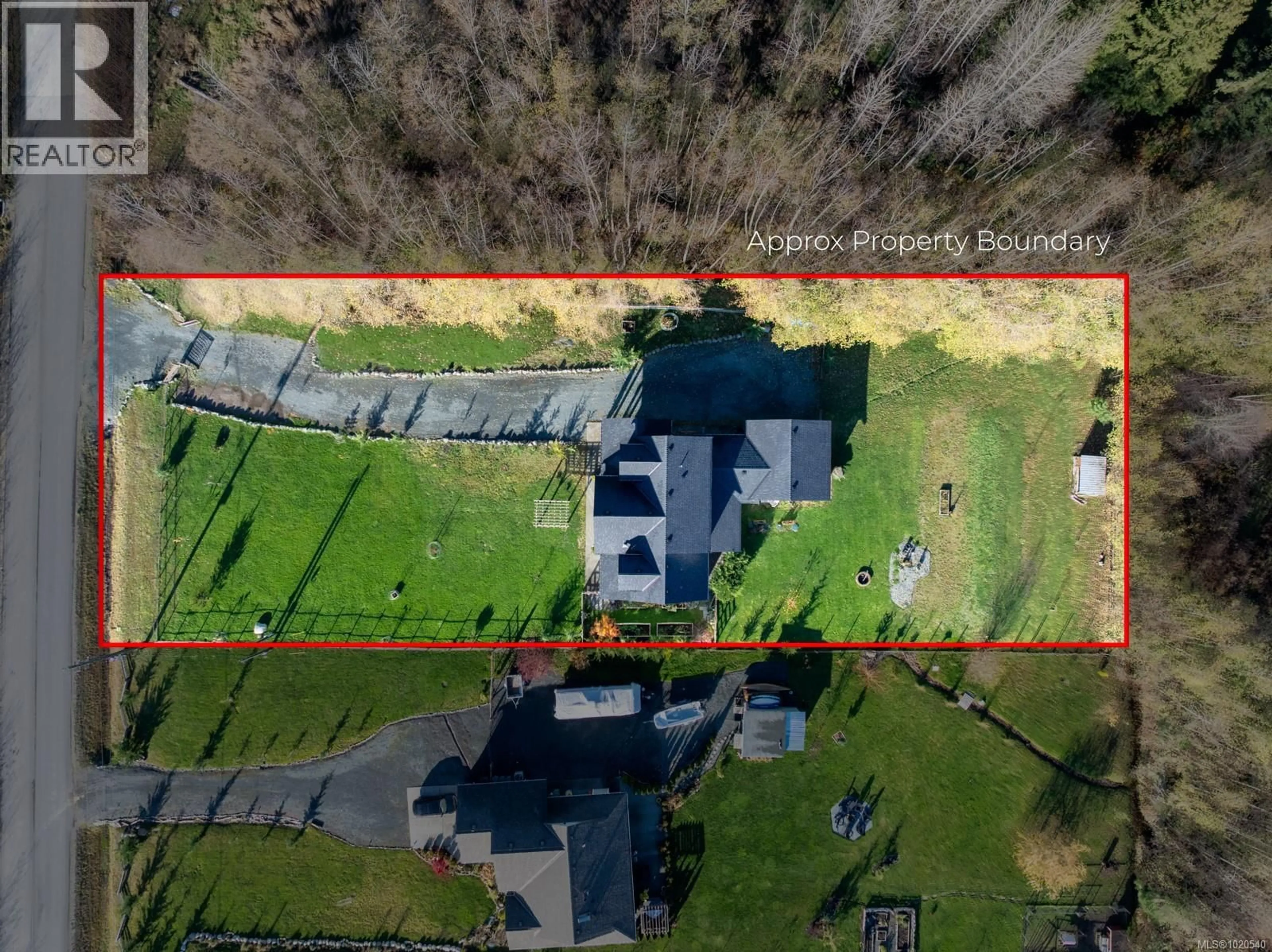 A pic from outside/outdoor area/front of a property/back of a property/a pic from drone, street for 8740 OYSTER RIVER WAY, Black Creek British Columbia V9J1K3