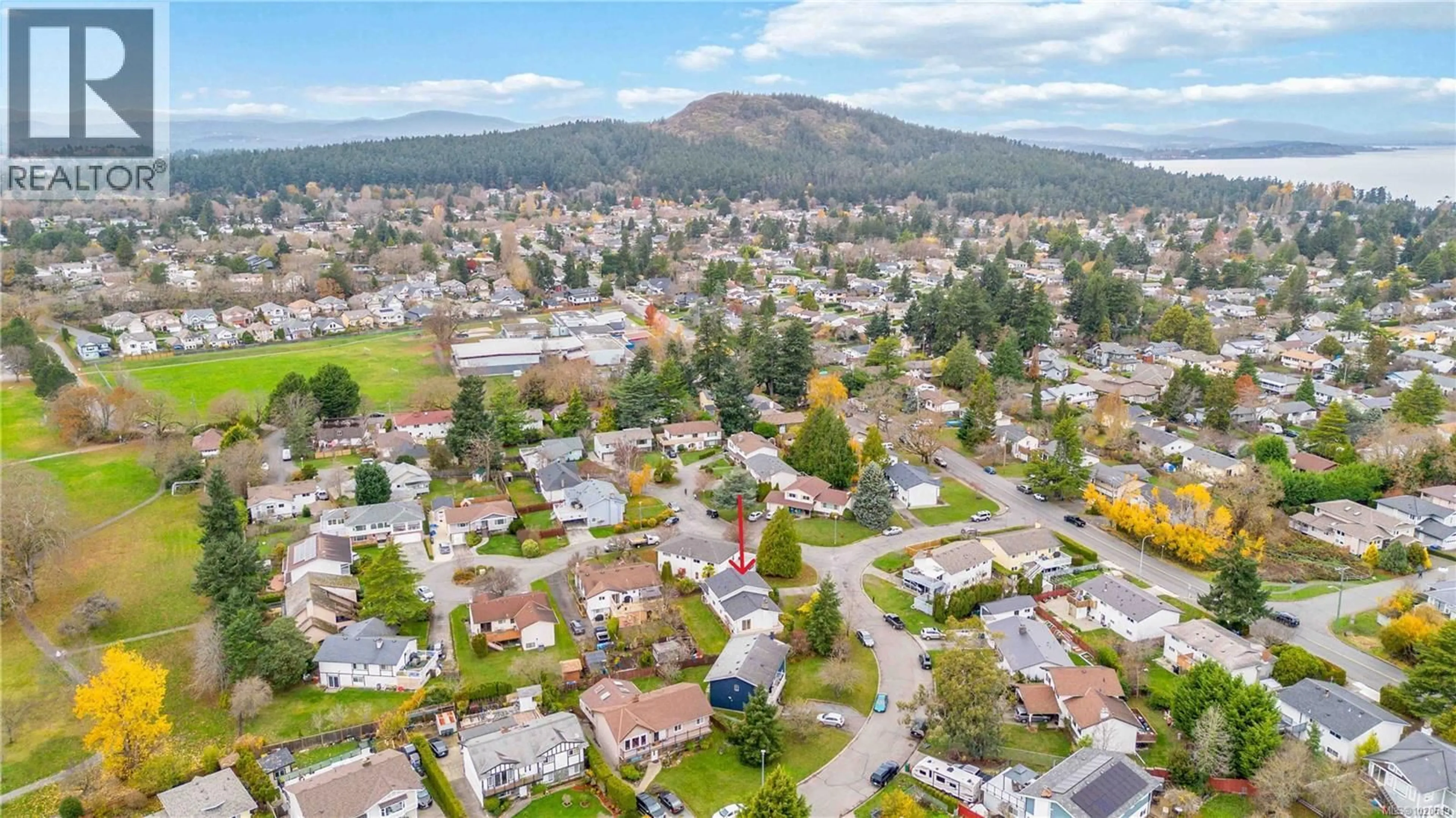 A pic from outside/outdoor area/front of a property/back of a property/a pic from drone, mountain view for 4251 ROSSITER DRIVE, Saanich British Columbia V8N4S9