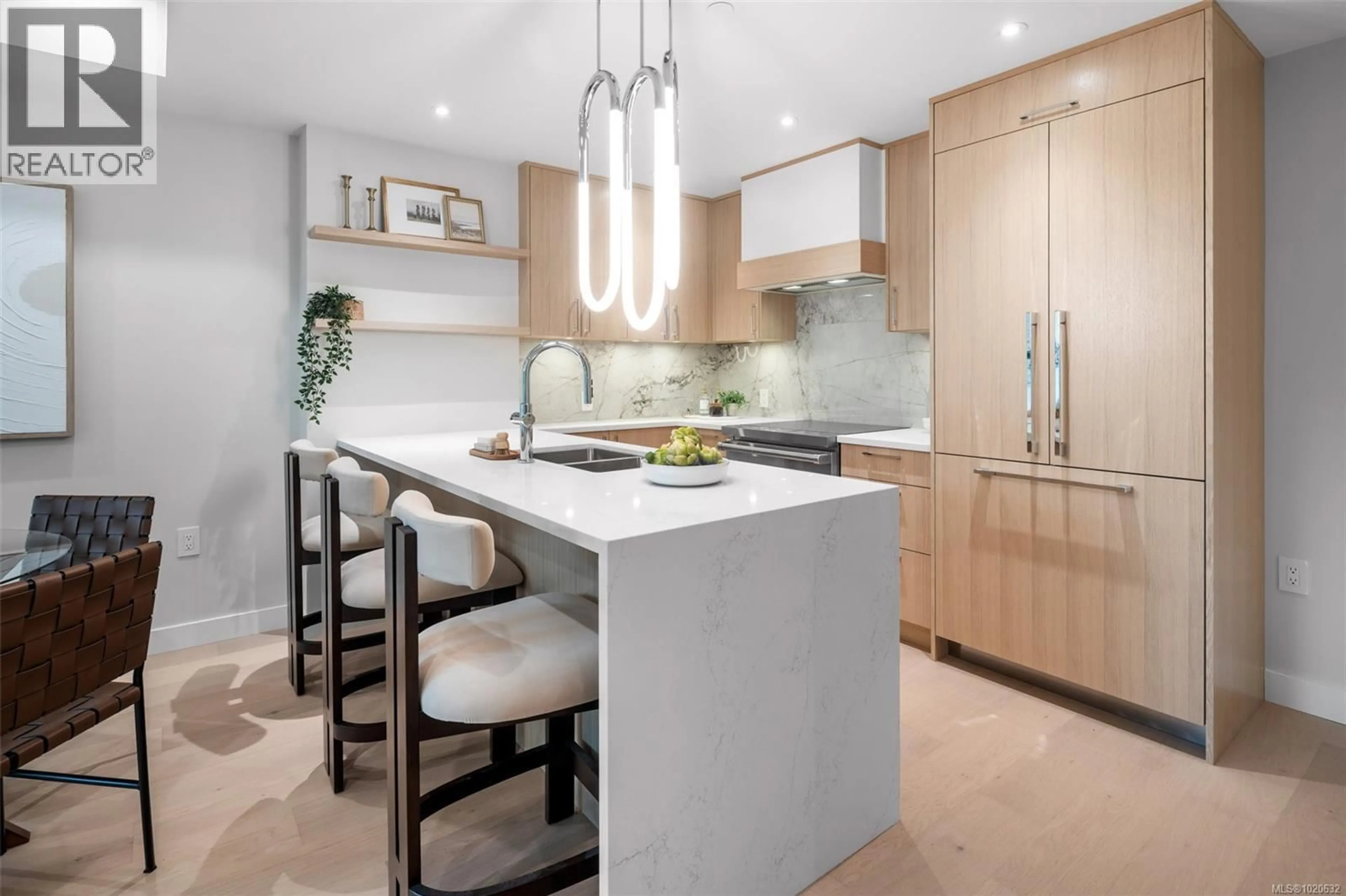 Contemporary kitchen, ceramic/tile floor for 204 - 5229 CORDOVA BAY ROAD, Saanich British Columbia V8Y2L1