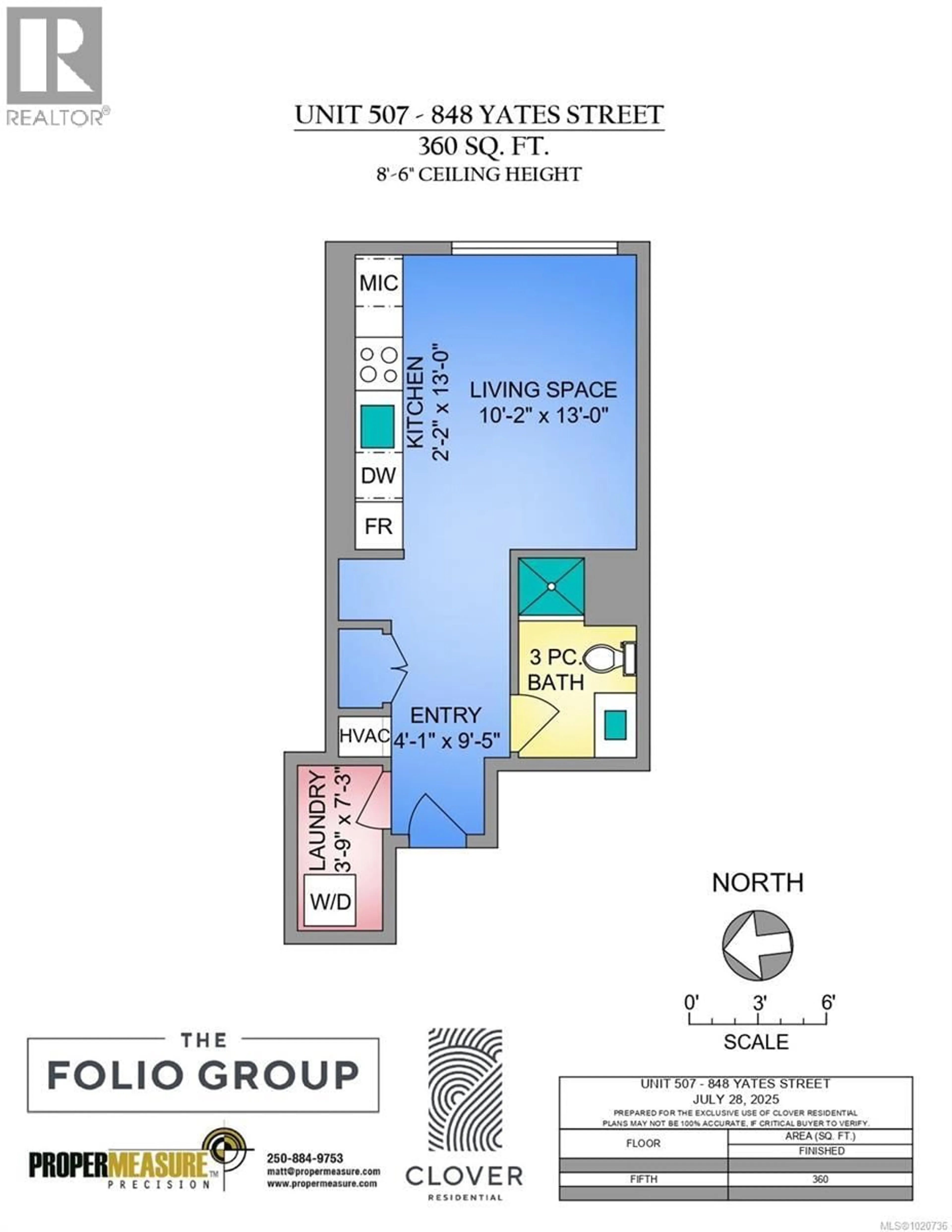 Floor plan for 507 - 848 YATES STREET, Victoria British Columbia V8W0G2