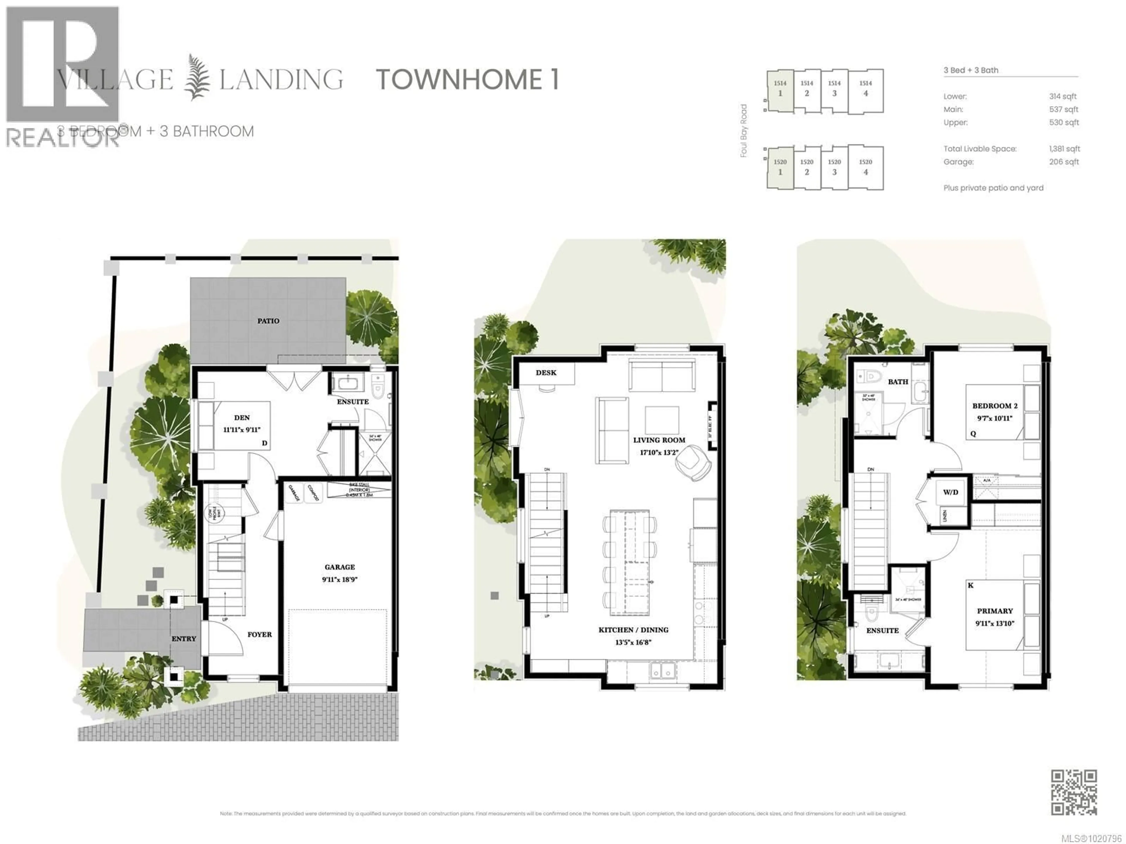 Floor plan for 1 - 1520 FOUL BAY ROAD, Victoria British Columbia V8R4Z9