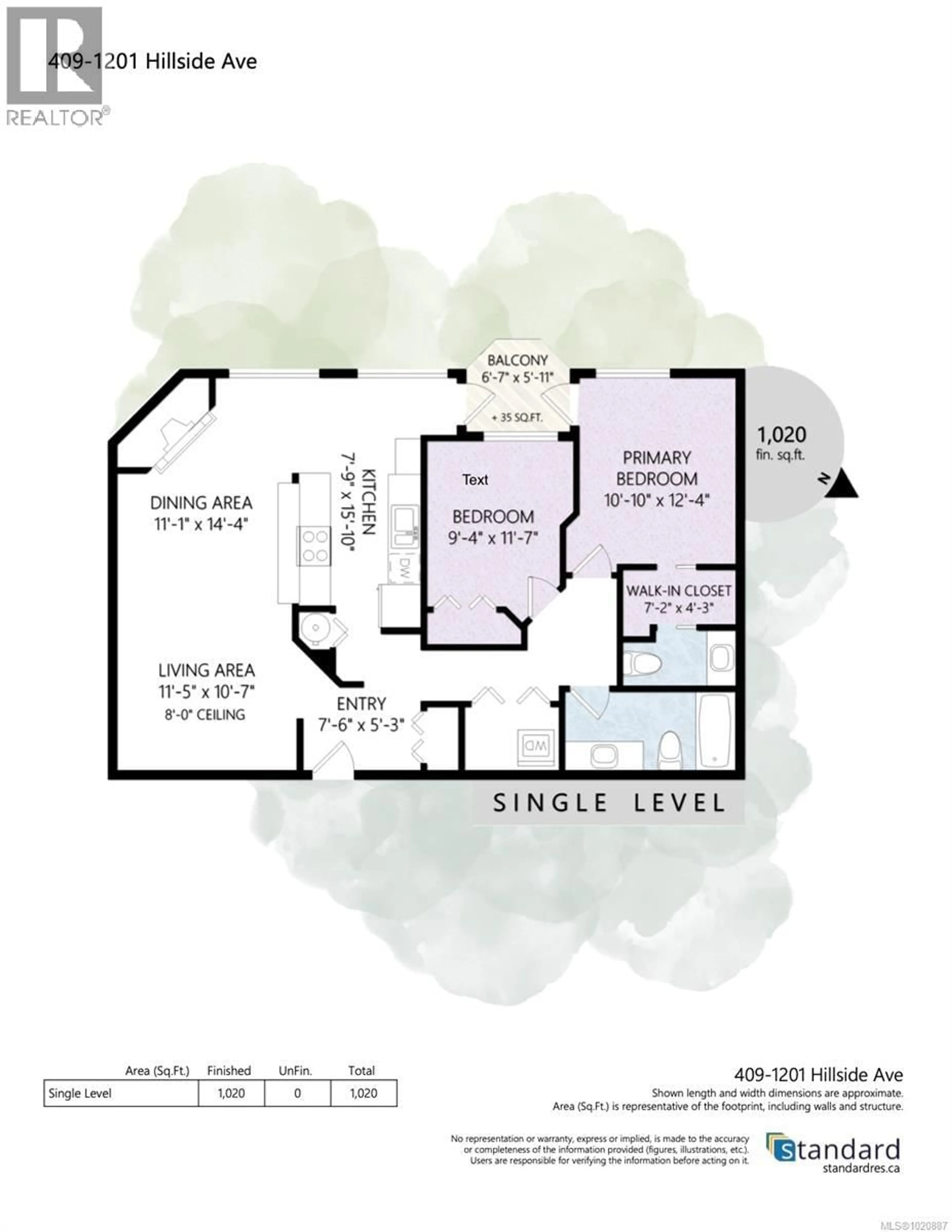 Floor plan for 409 - 1201 HILLSIDE AVENUE, Victoria British Columbia V8T2B1